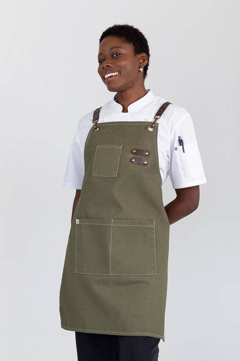 Aussie Chef Tomy Bib Apron - Olive