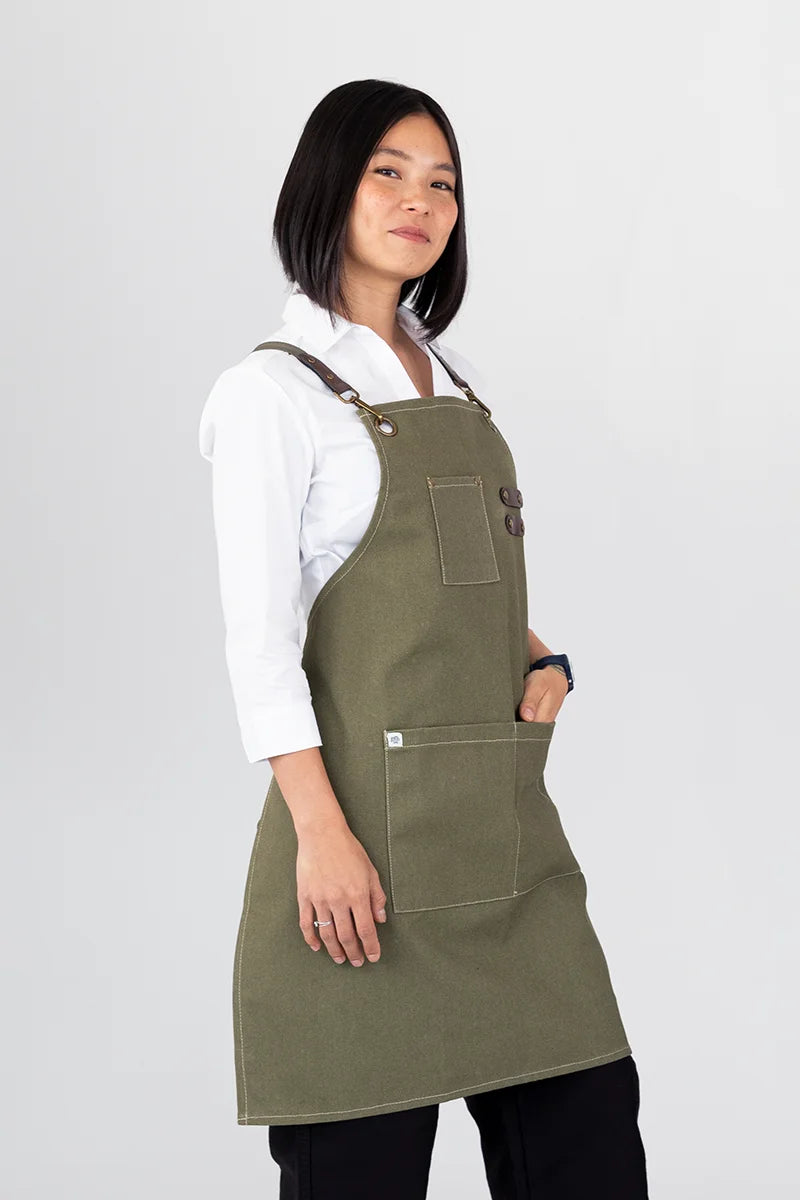Aussie Chef Tomy Bib Apron - Olive