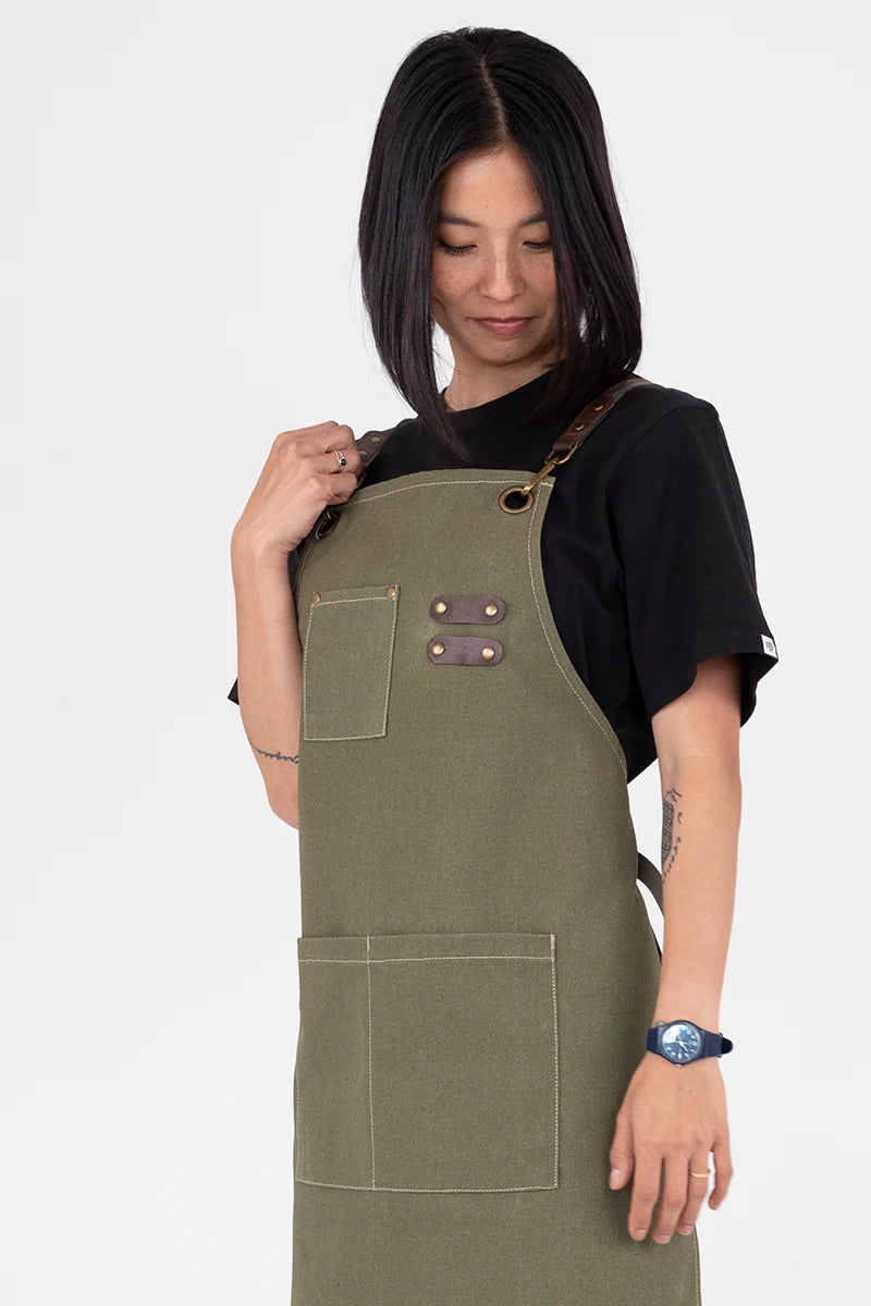 Aussie Chef Tomy Bib Apron - Olive