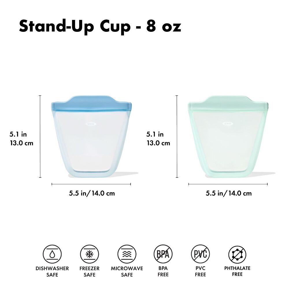 OXO Tot Silicone Reusable Bags 2 Piece Stand Up Cup Set