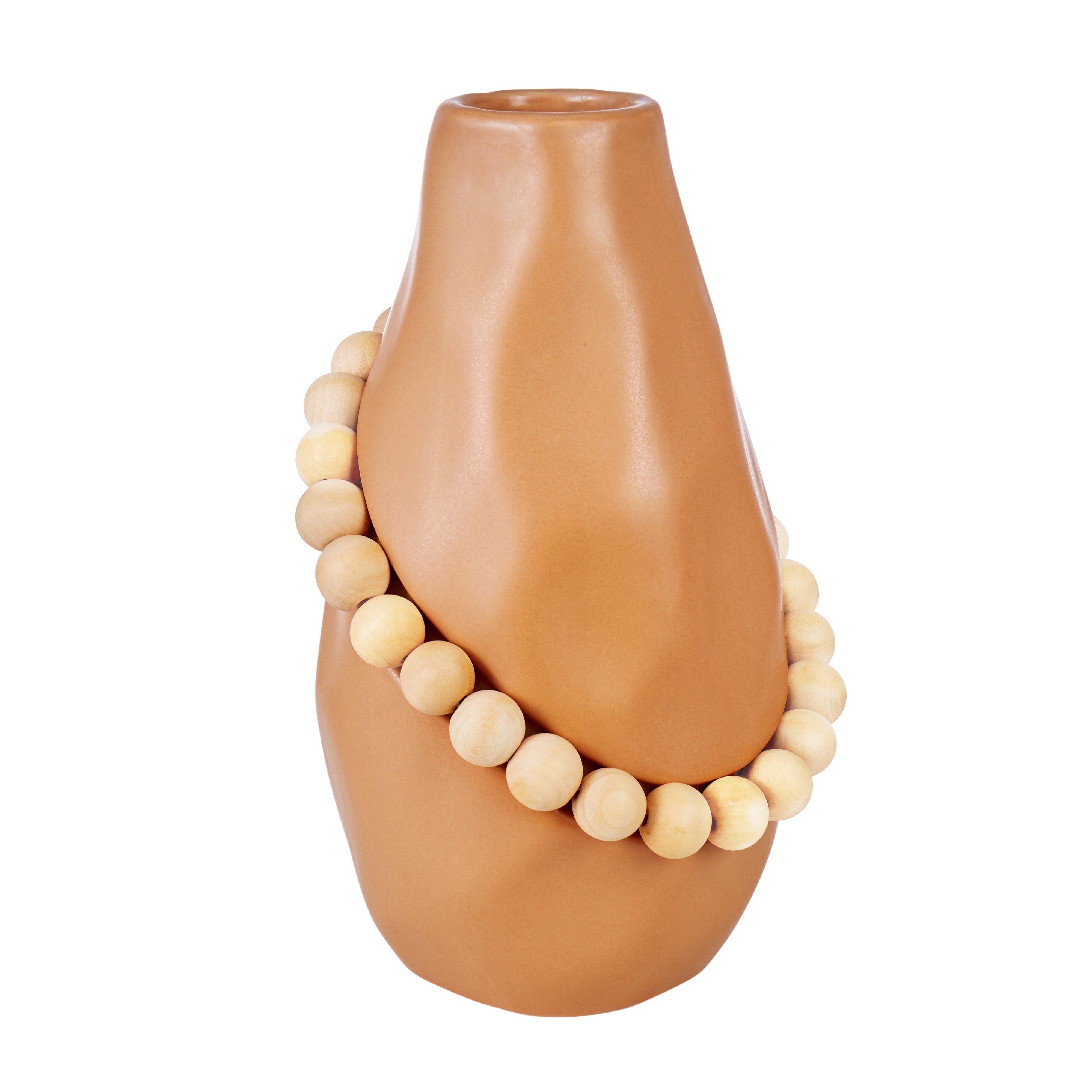 Amalfi Lorna Ceramic Vase With Wood Terracotta