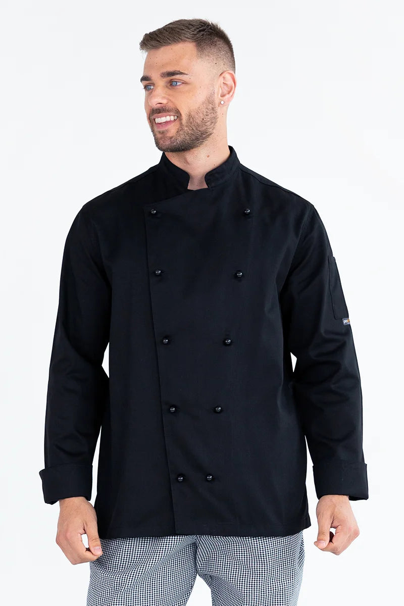 Aussie Chef Traditional Black Long Sleeve Jacket - XL