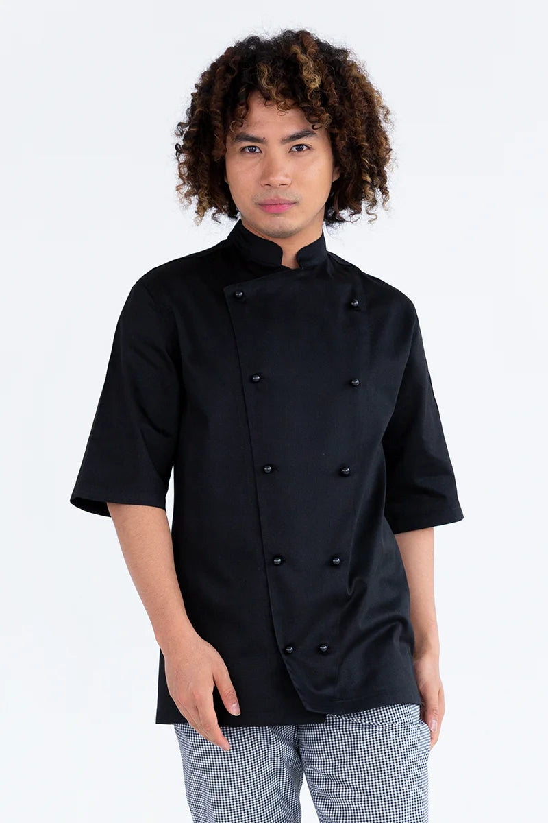Aussie Chef Traditional Black Short Sleeve Jacket - 4XL