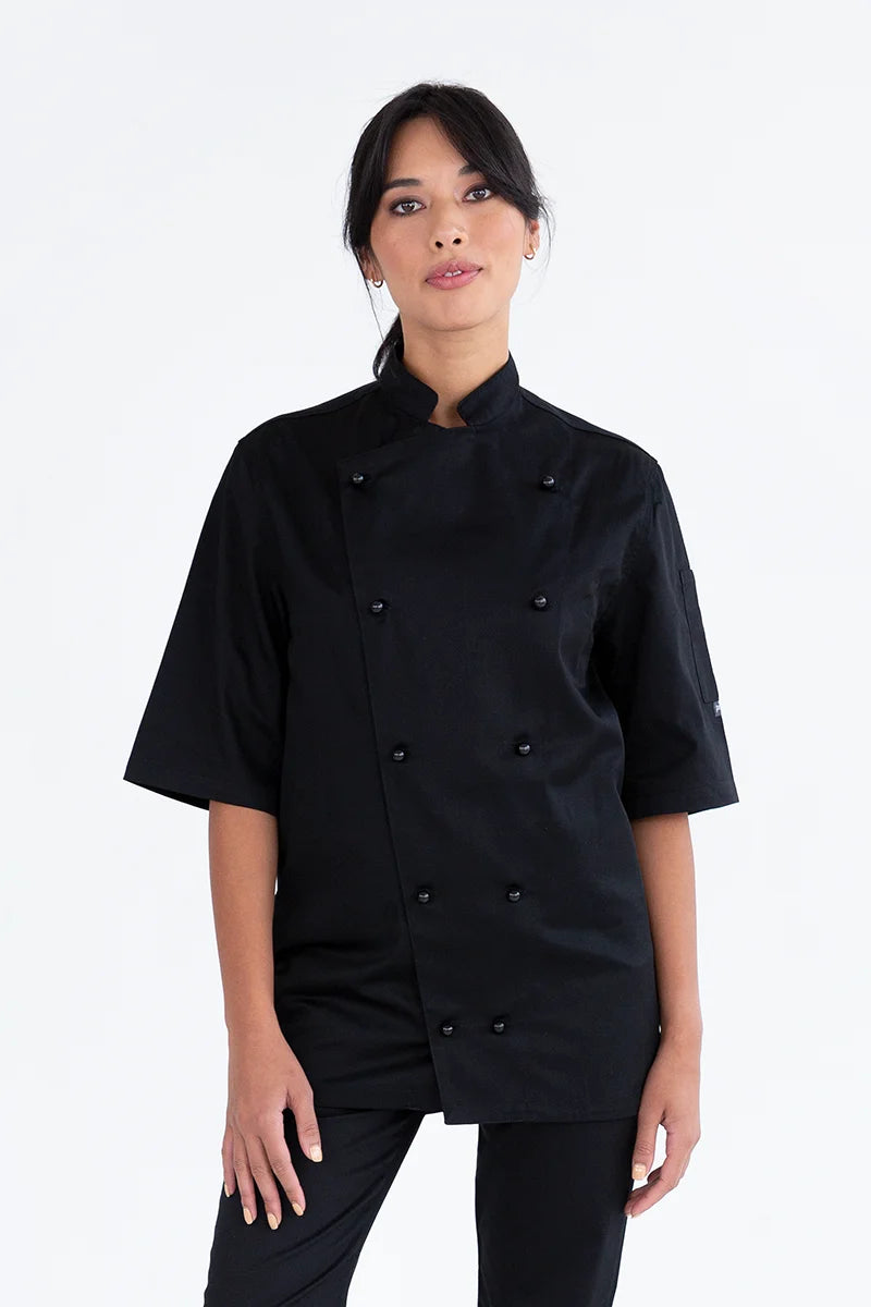 Aussie Chef Traditional Black Short Sleeve Jacket - 2XL
