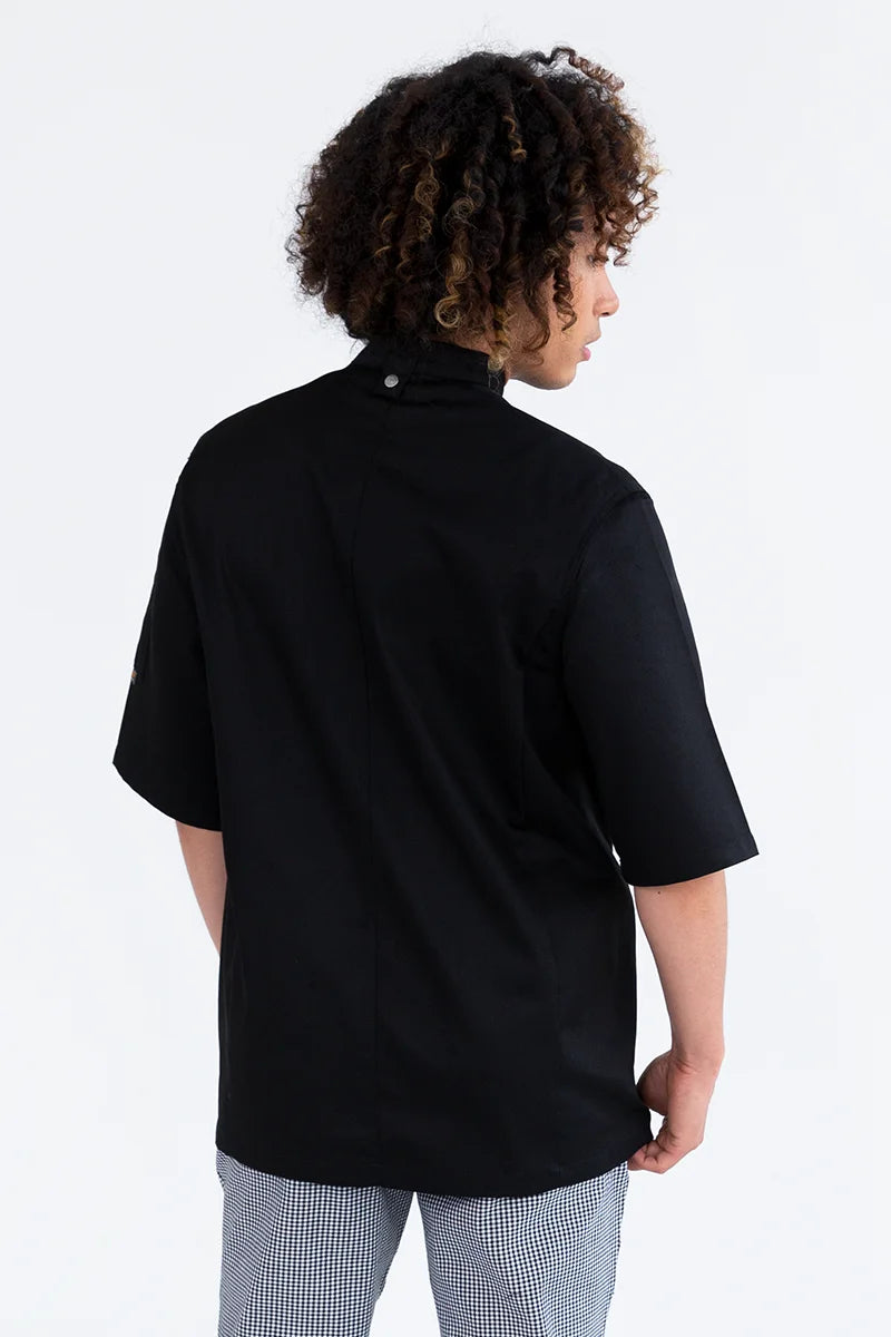 Aussie Chef Traditional Black Short Sleeve Jacket - S