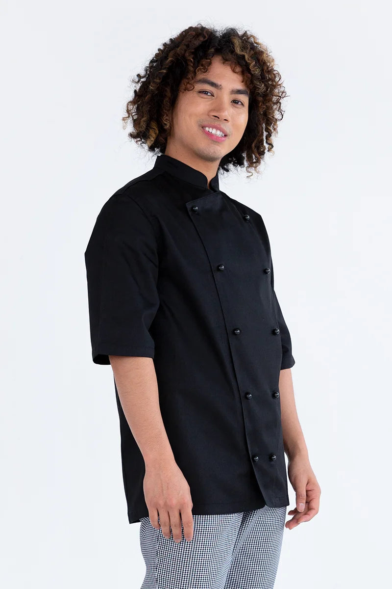 Aussie Chef Traditional Black Short Sleeve Jacket - S