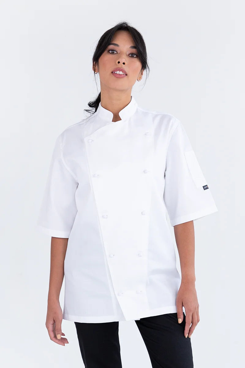 Aussie Chef Traditional White Short Sleeve Jacket - L