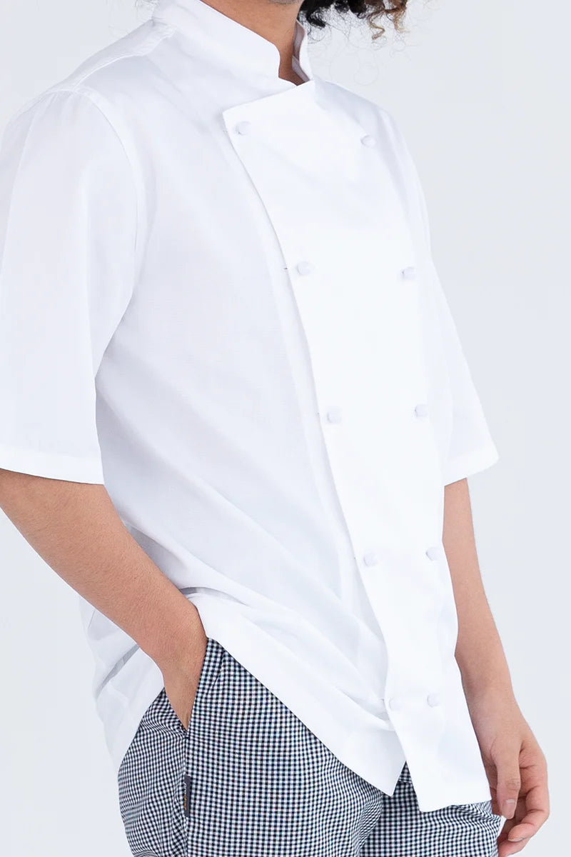 Aussie Chef Traditional White Short Sleeve Jacket - M