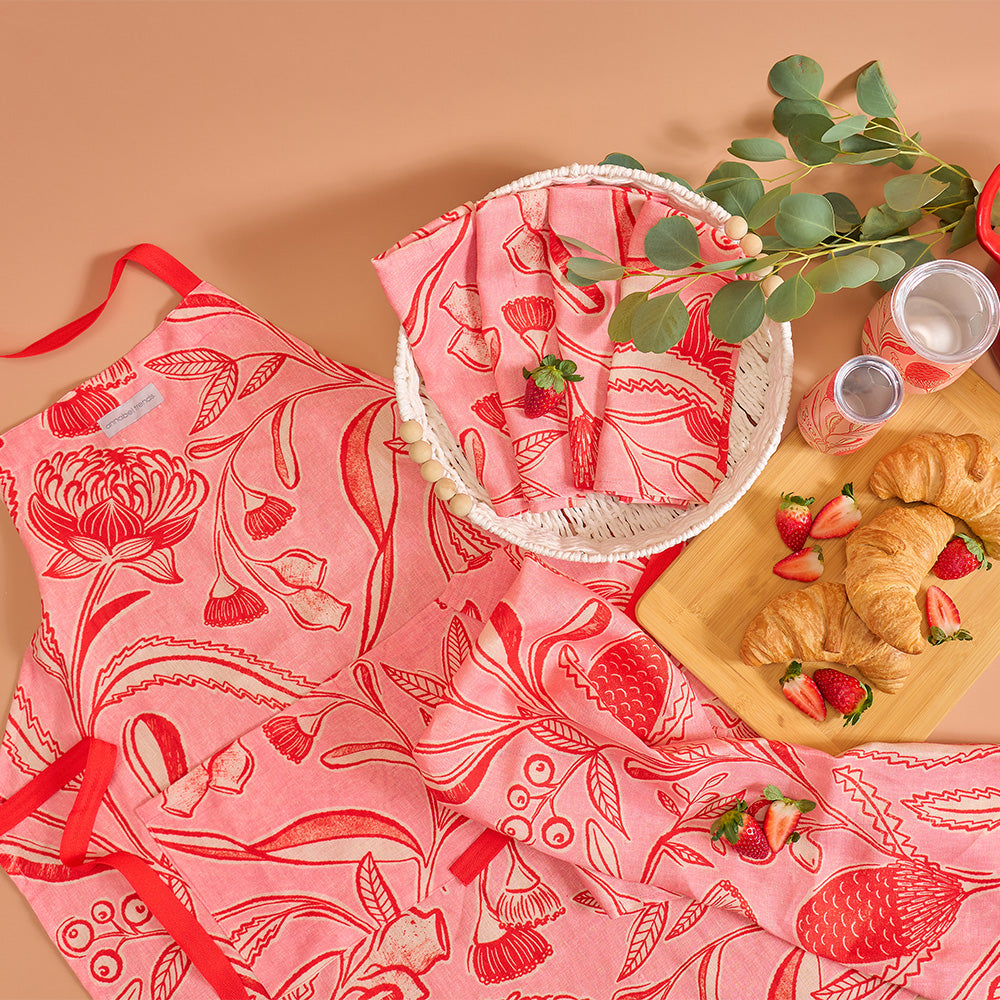 Annabel Trends Linen Double Oven Mitt Trailing Natives