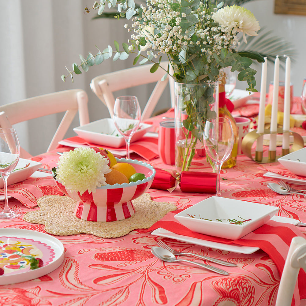 Annabel Trends Linen Napkin Set Red Stripe