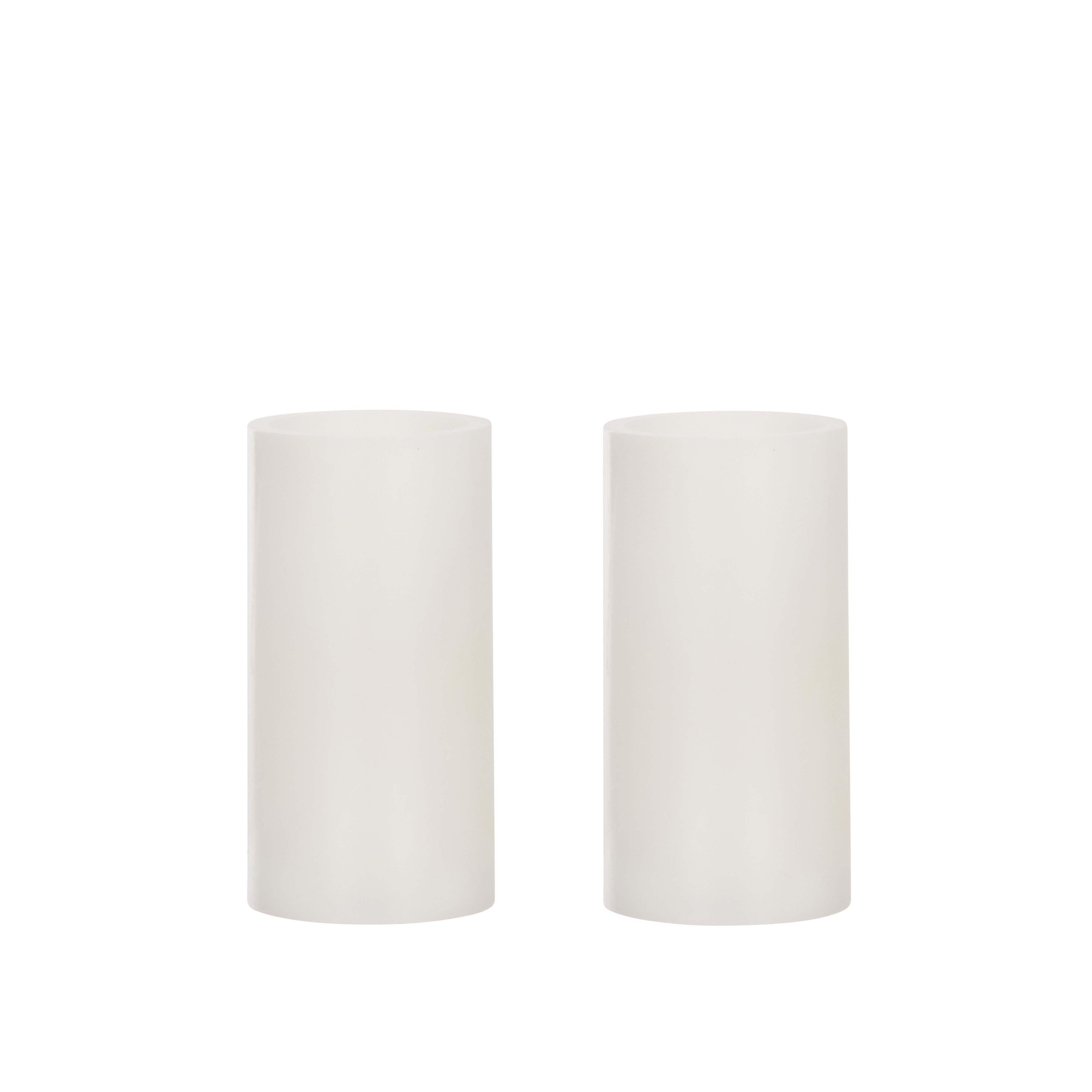 Emporium Tall Pillar LED Candles 2 Piece Set White