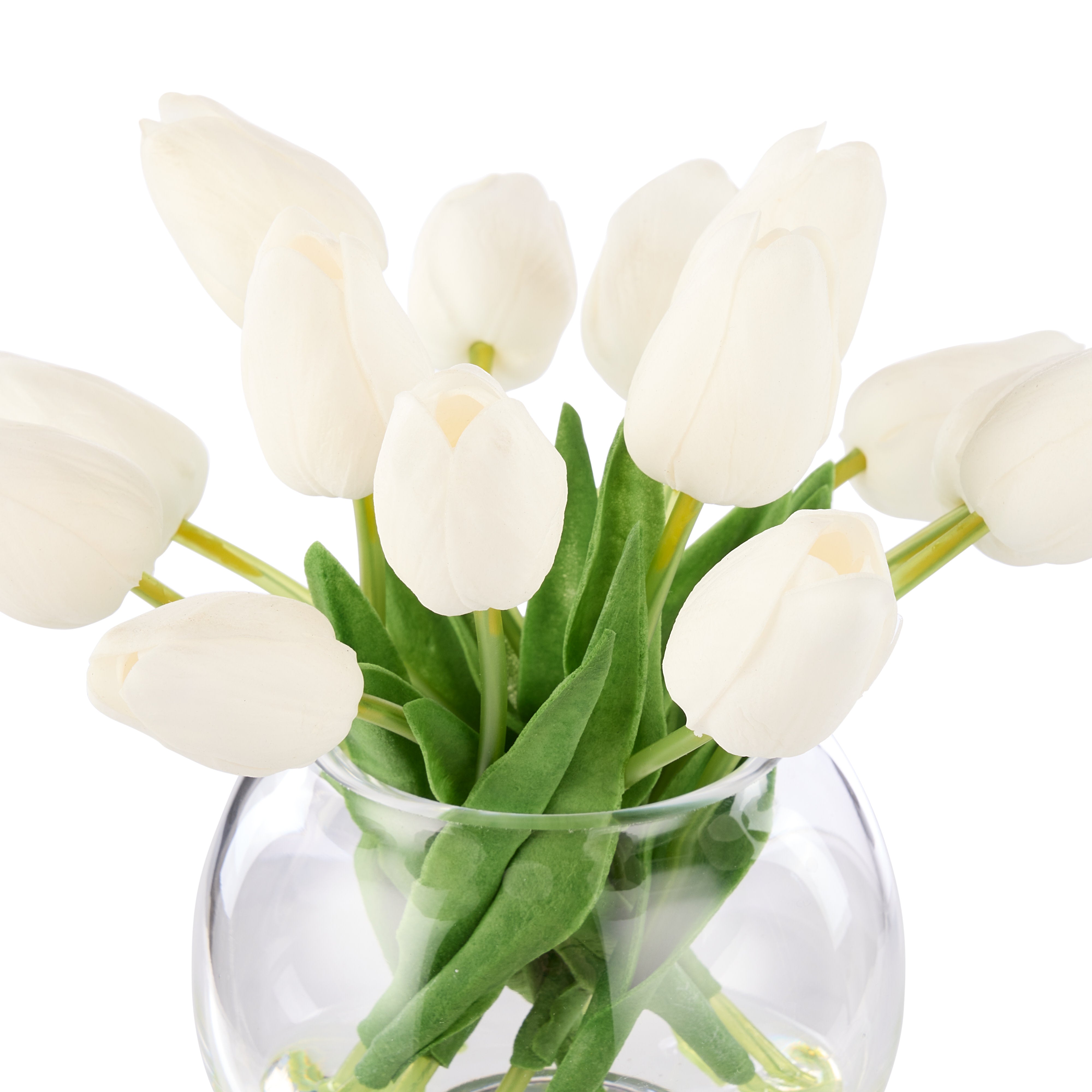 Rogue Tulip Bunch - Sphere Vase White