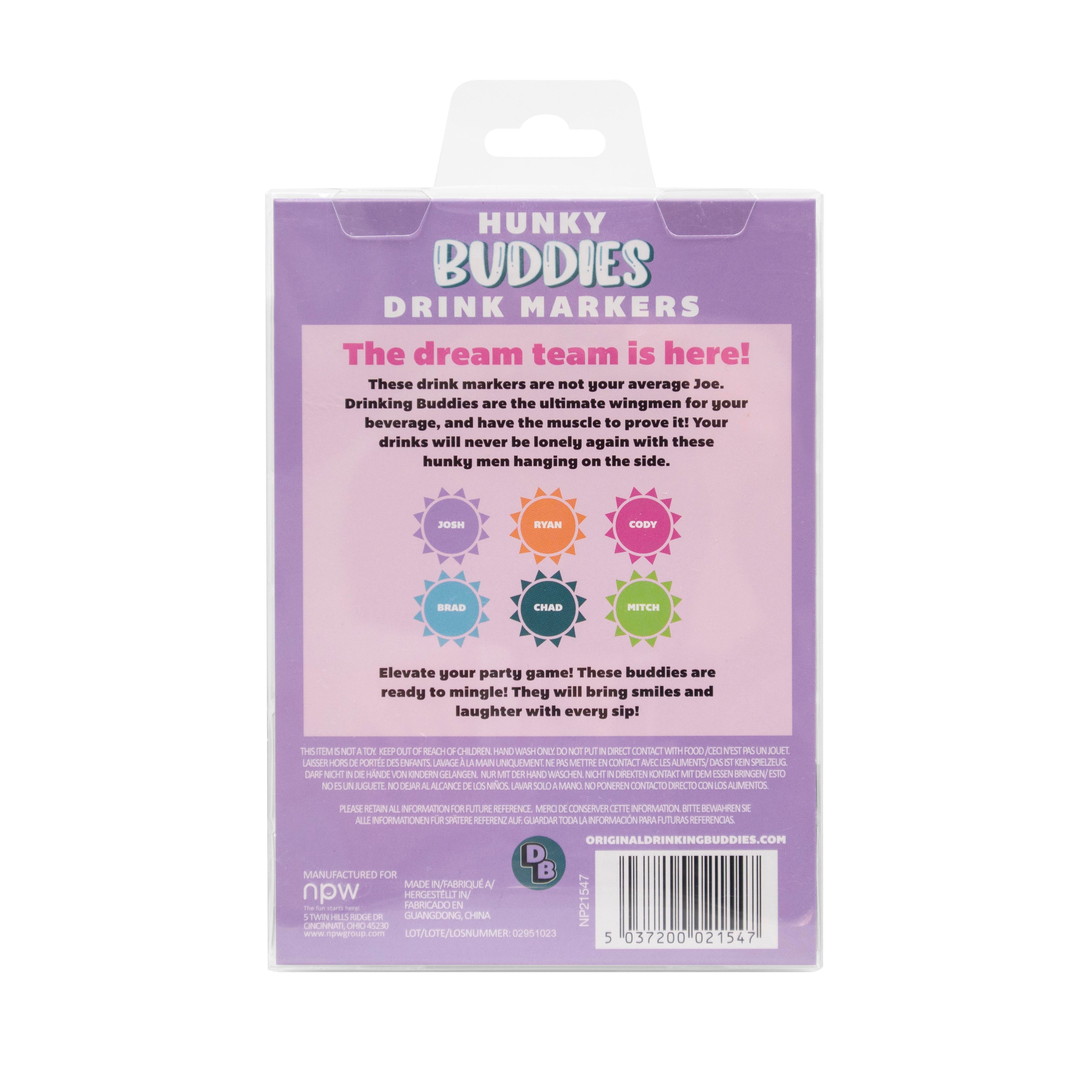 Drinking Buddies Hunky Buddies Drink Markers 6 Piece Set
