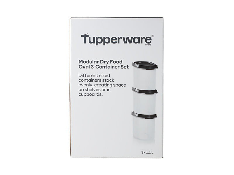 Tupperware Modular Oval Dry Food Container Set of 3 Gift Boxed
