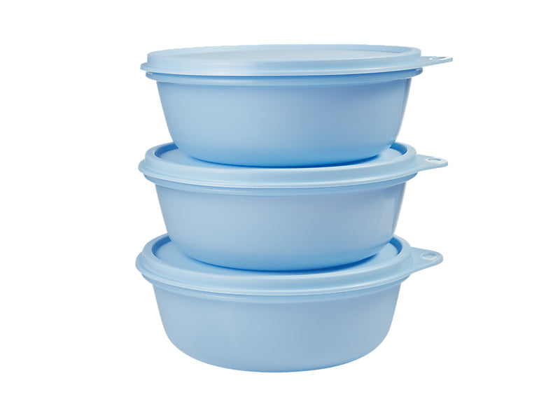 Tupperware Modular Medium Bowl Set of 3 600ml Blue Gift Boxed