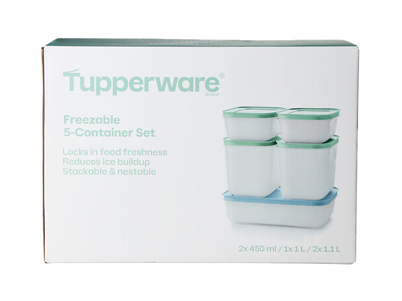 Tupperware Freezable Container Set of 5 450ml/1L/1.1L Gift Boxed