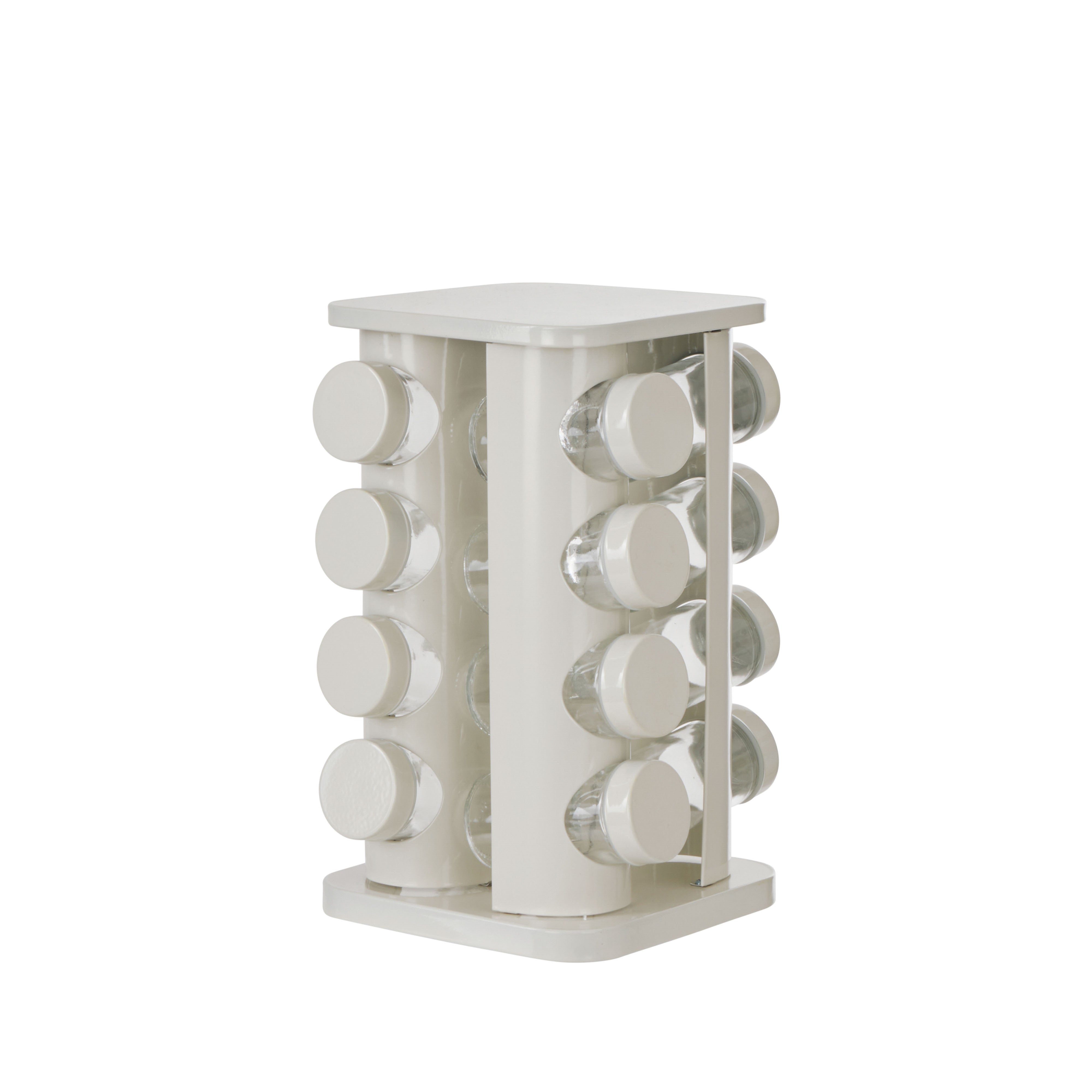 Davis & Waddell Newbury Stainless Steel Spice Rack Jar 16 Piece Set Cream