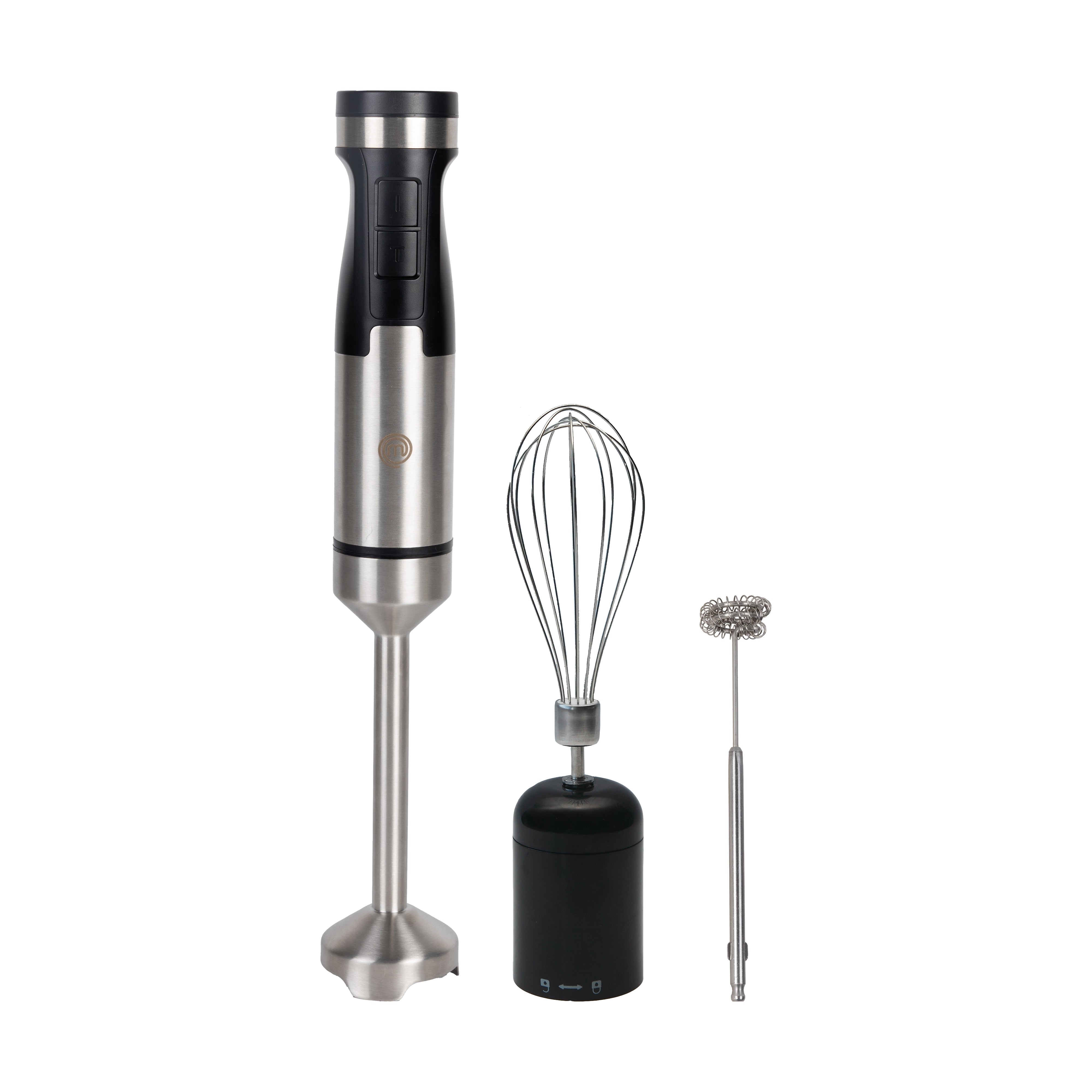 MasterChef Classic Performance Stick Blender Set with Whisk & Frother Black & Stainless Steel