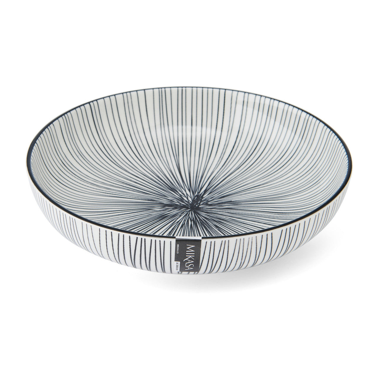 Mikasa Glazed Stoneware Coupe Bowl 21cm (Black Stripe)