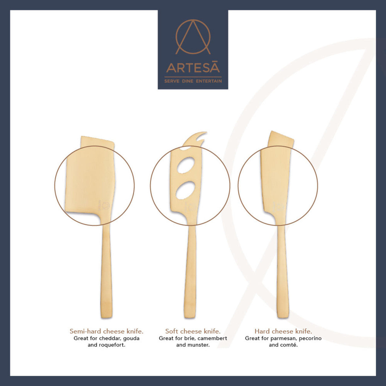 Artesà Brass Cheese Knife Set