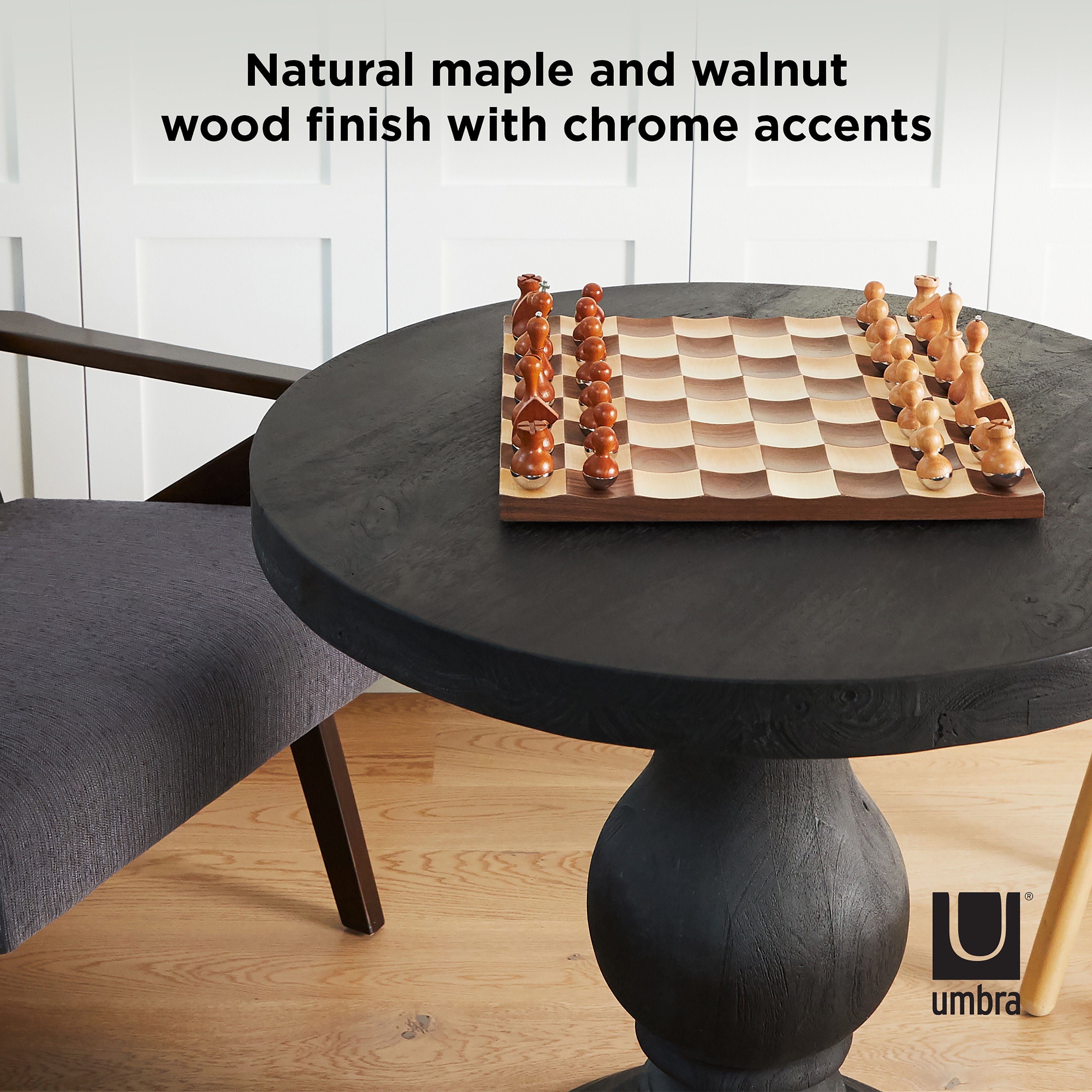 Umbra Wobble Chess Set Maple & Walnut