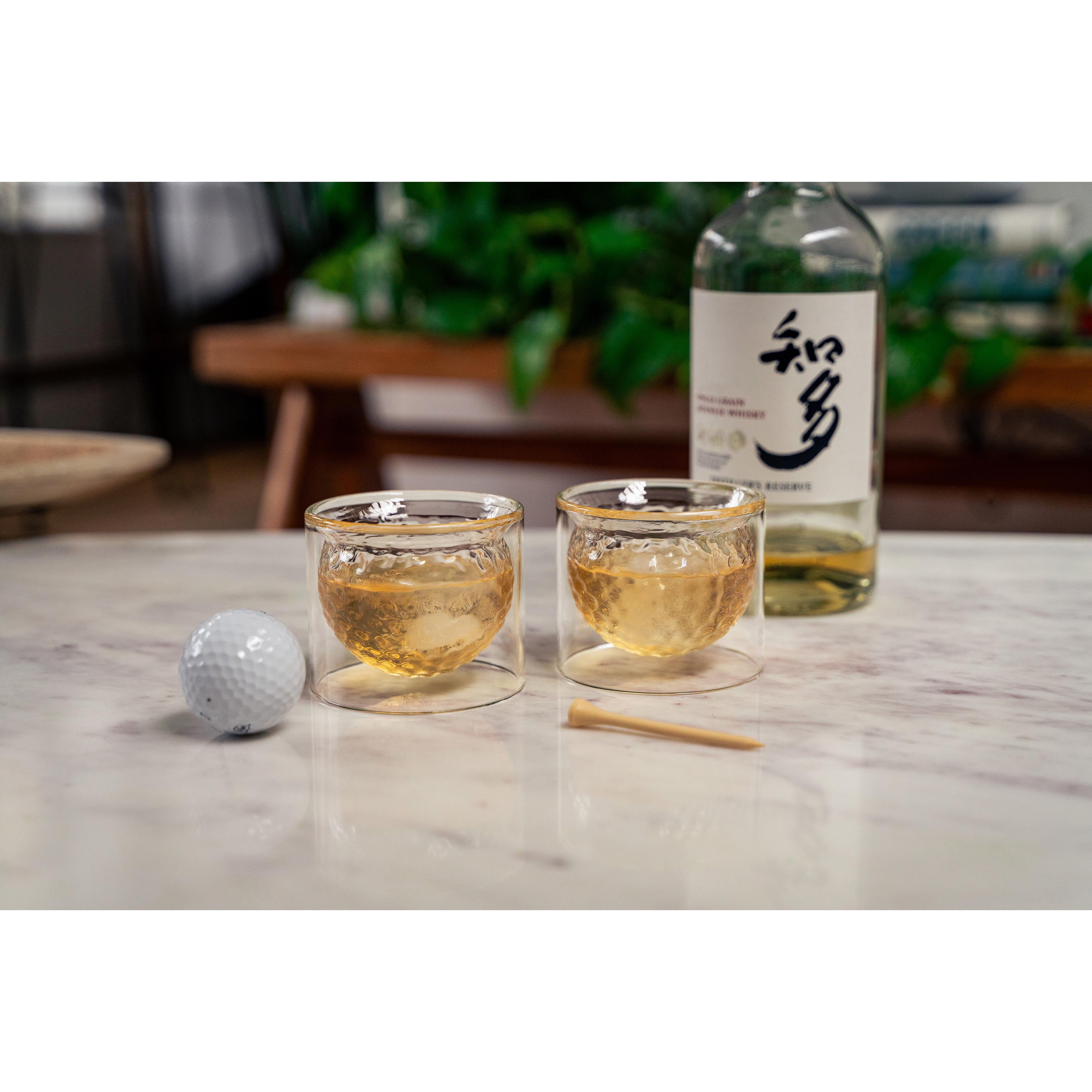 Kikkerland Golf Ball Glasses 2 Piece Set Clear