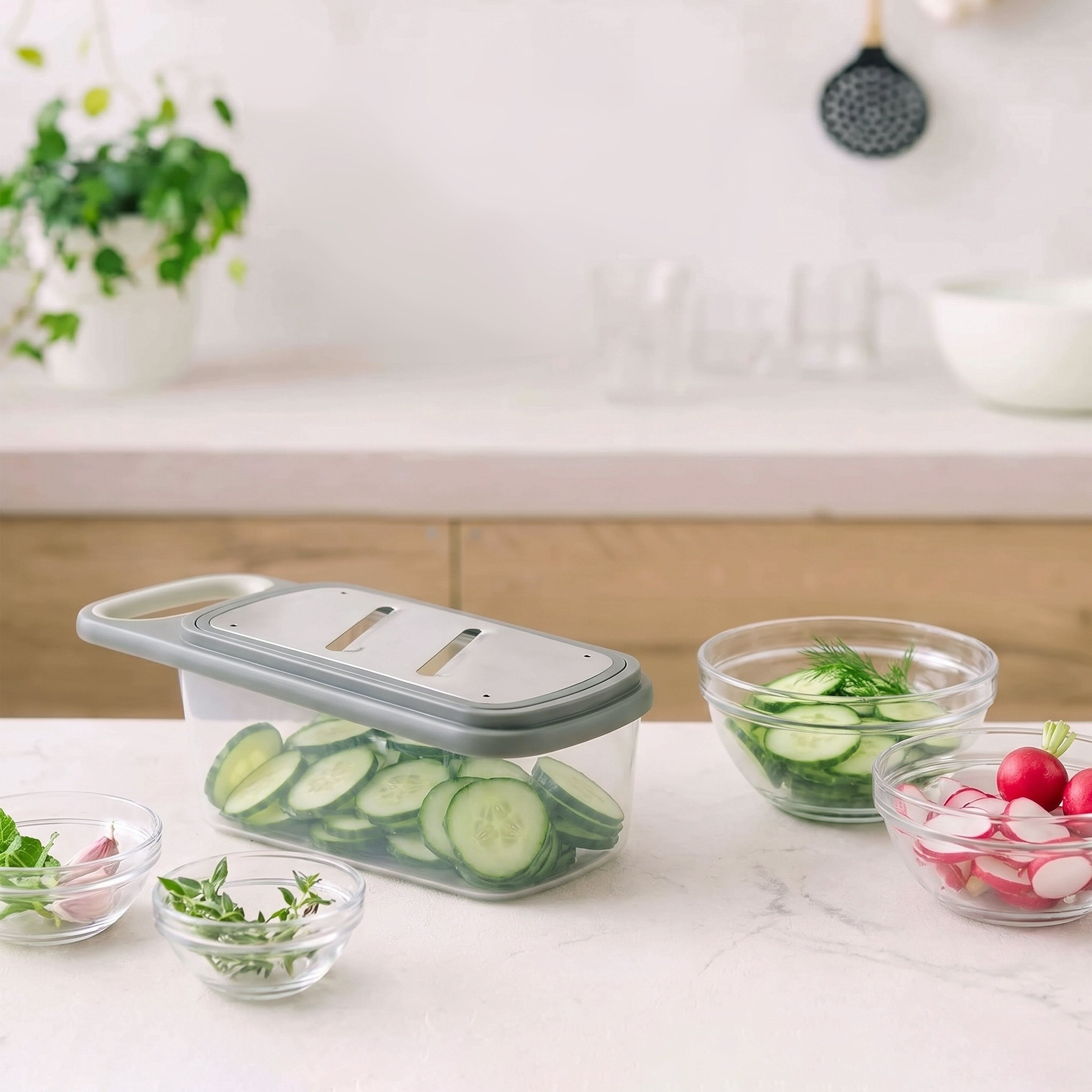 MasterChef Sage Gadgetra 5 Piece Food Slicer Set Sage & Clear