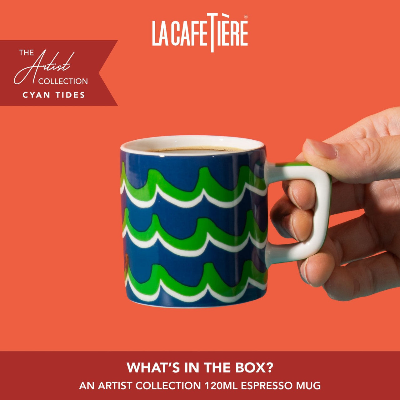 La Cafetière Ceramic Espresso Cup 120ml (Blue Cyan Tides)