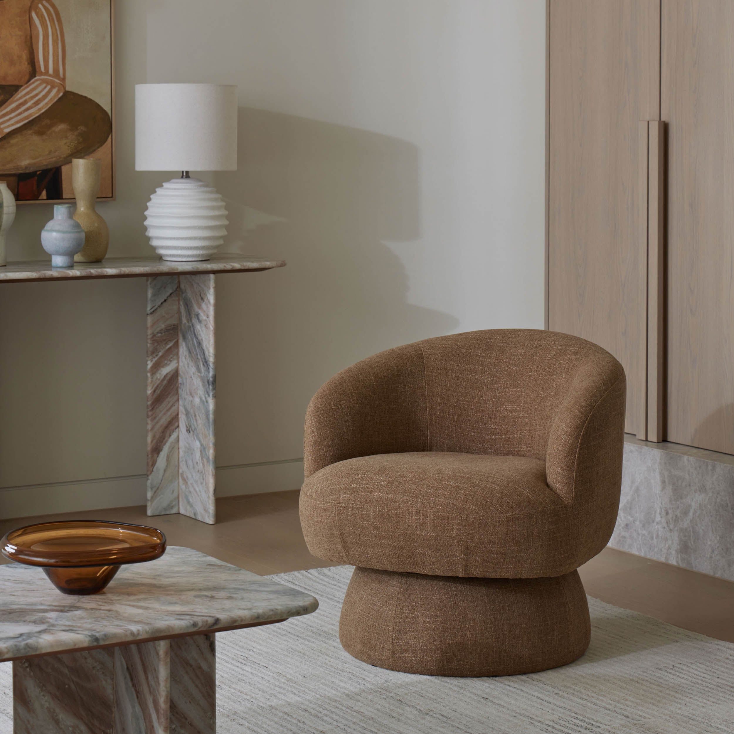 Amalfi Rune Swivel Armchair Camel