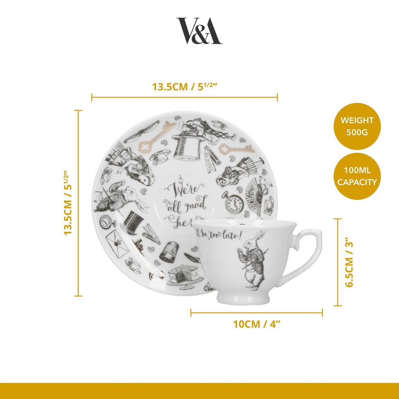 V&A Alice in Wonderland Espresso Cup & Saucer 100ml