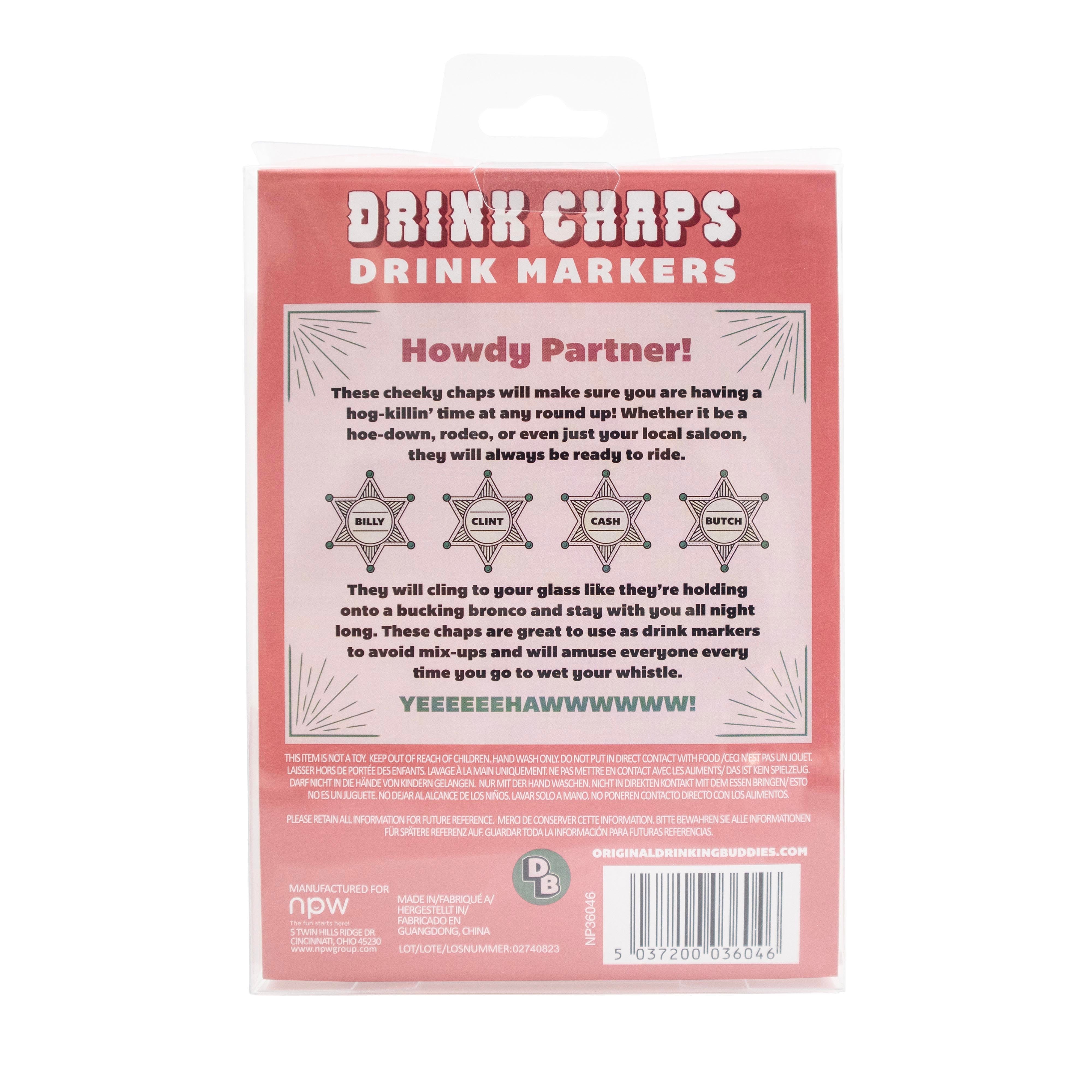 Drinking Buddies Drink Chaps Drink Markers 4 Piece Set