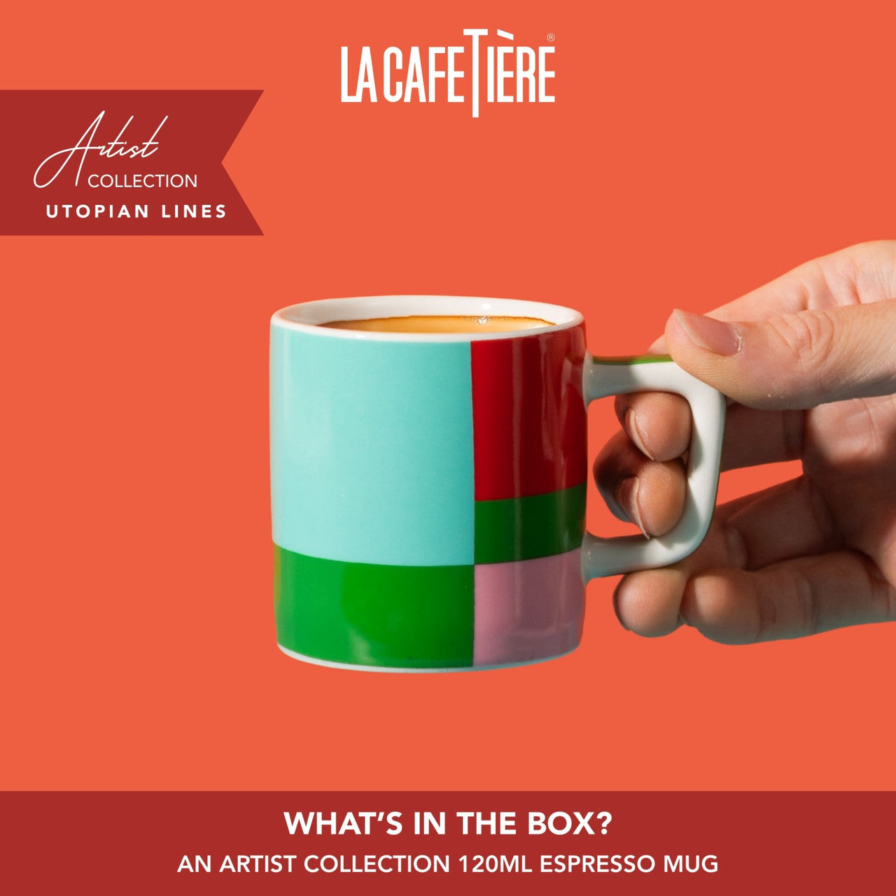 La Cafetière Ceramic Espresso Cup 120ml (Green Utopian Lines)