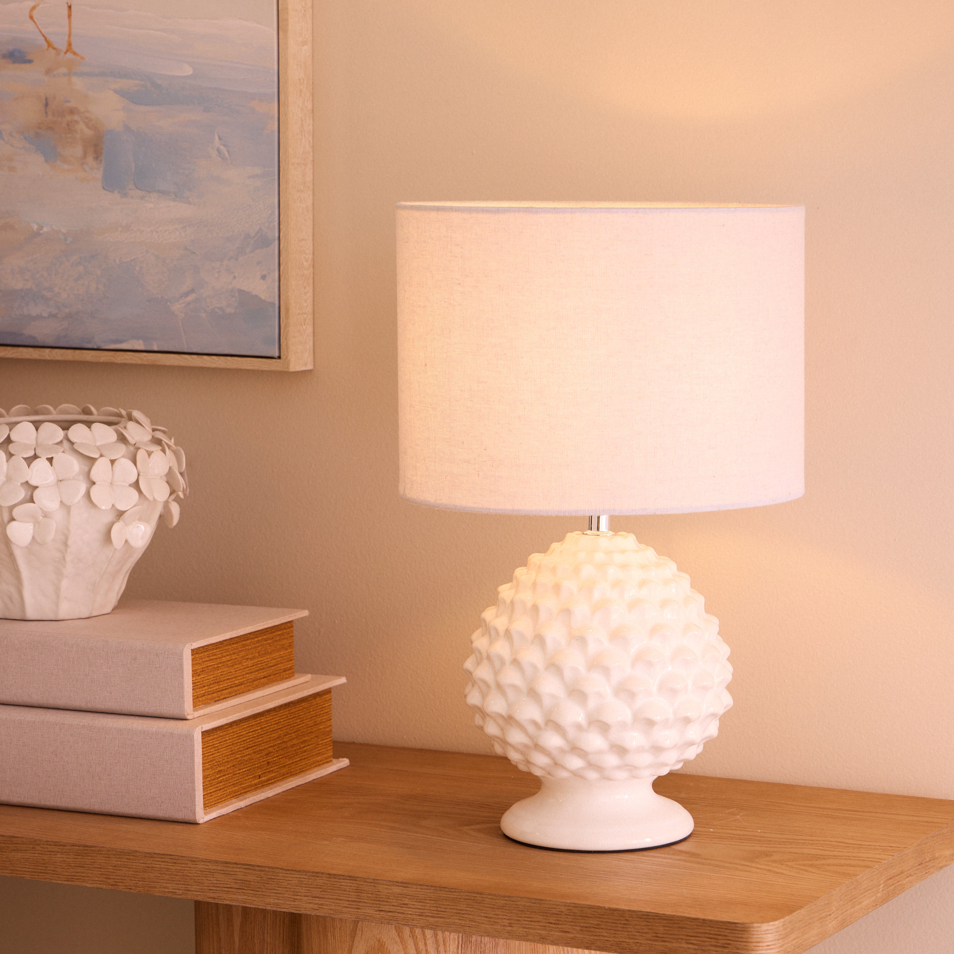 Society Home Macy Table Lamp White & Natural 43cm