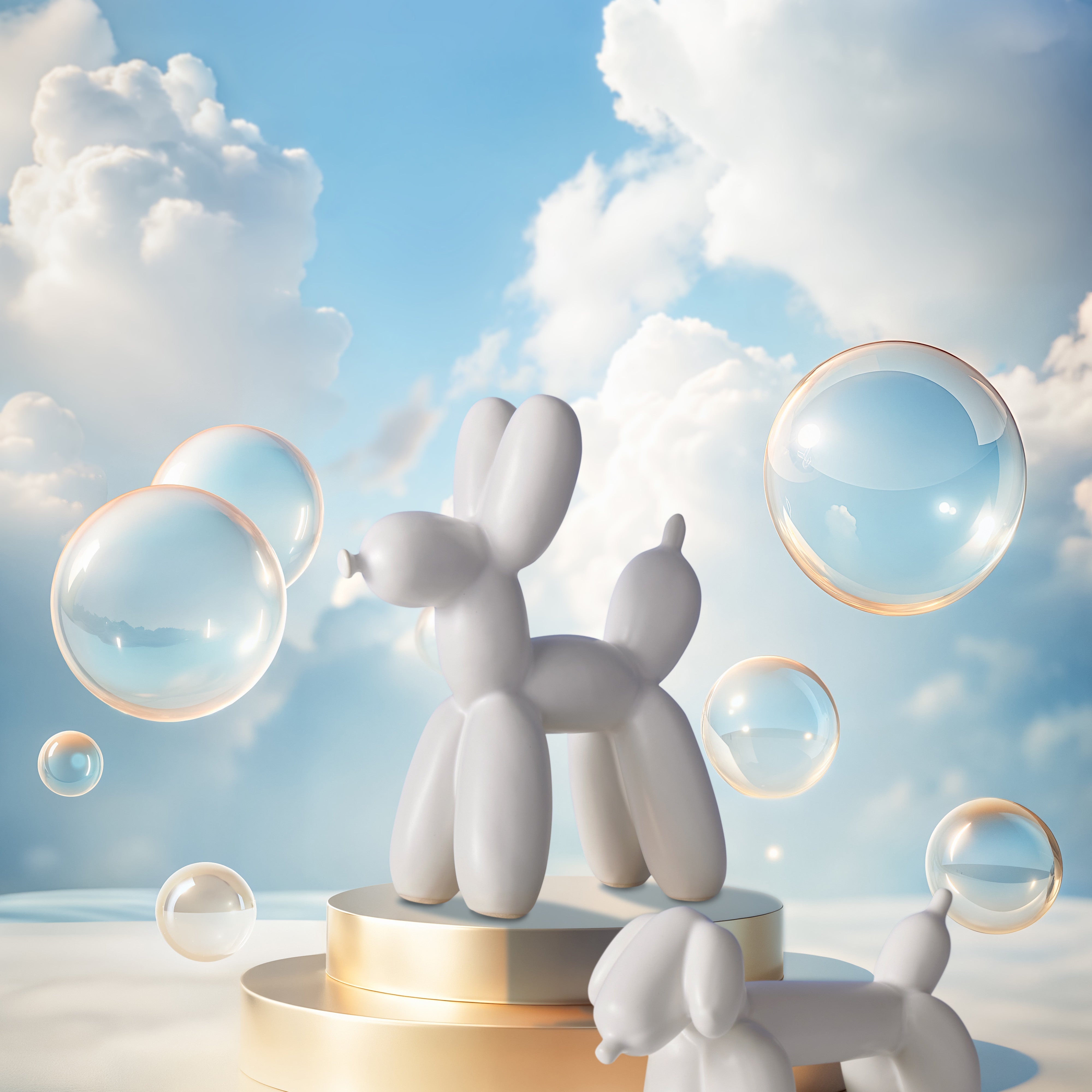 Emporium Bubbles Balloon Dog Sculpture Wide White