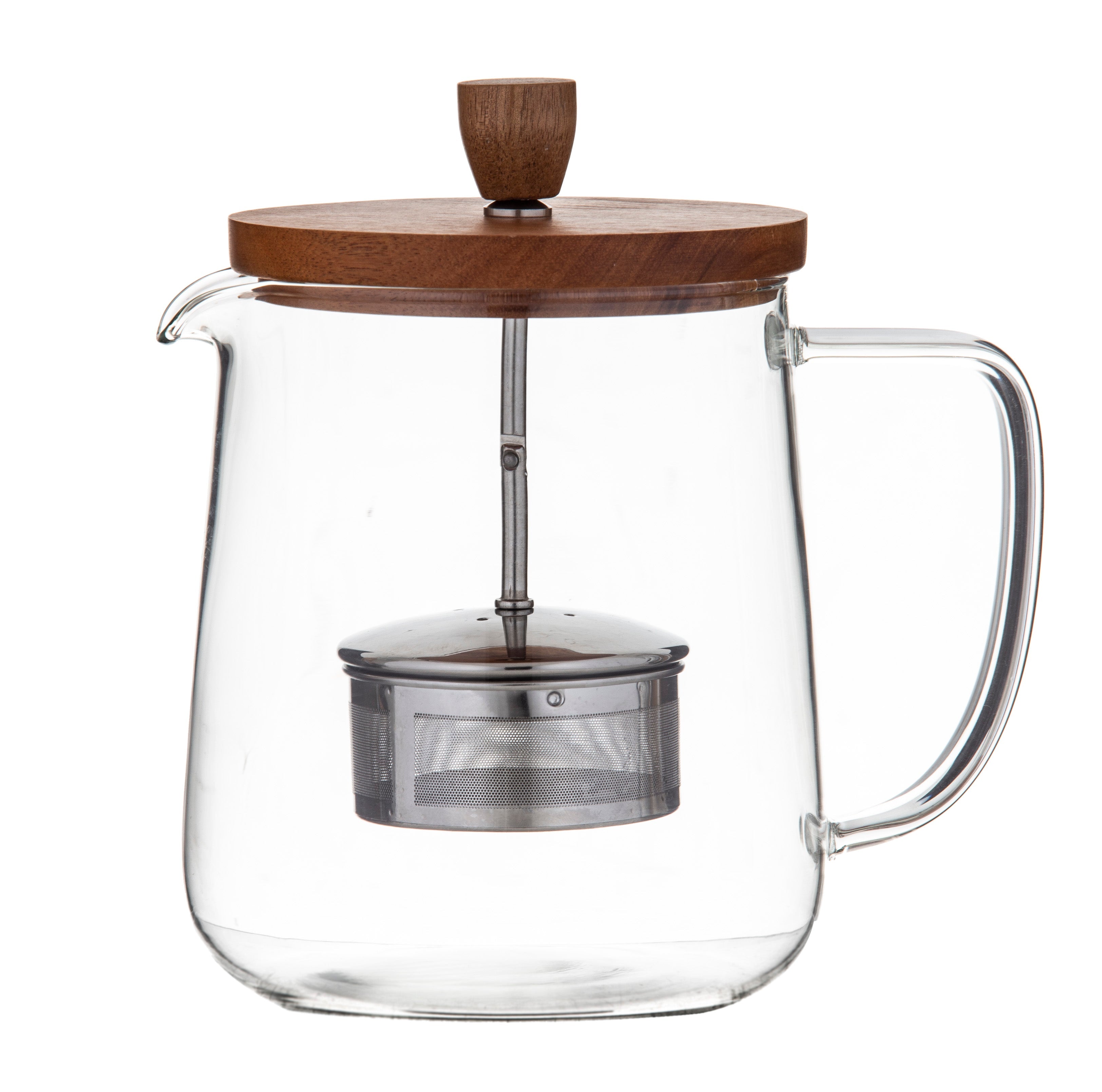 Leaf & Bean Naples Tea Pot with Acacia Lid & Infuser Clear & Natural