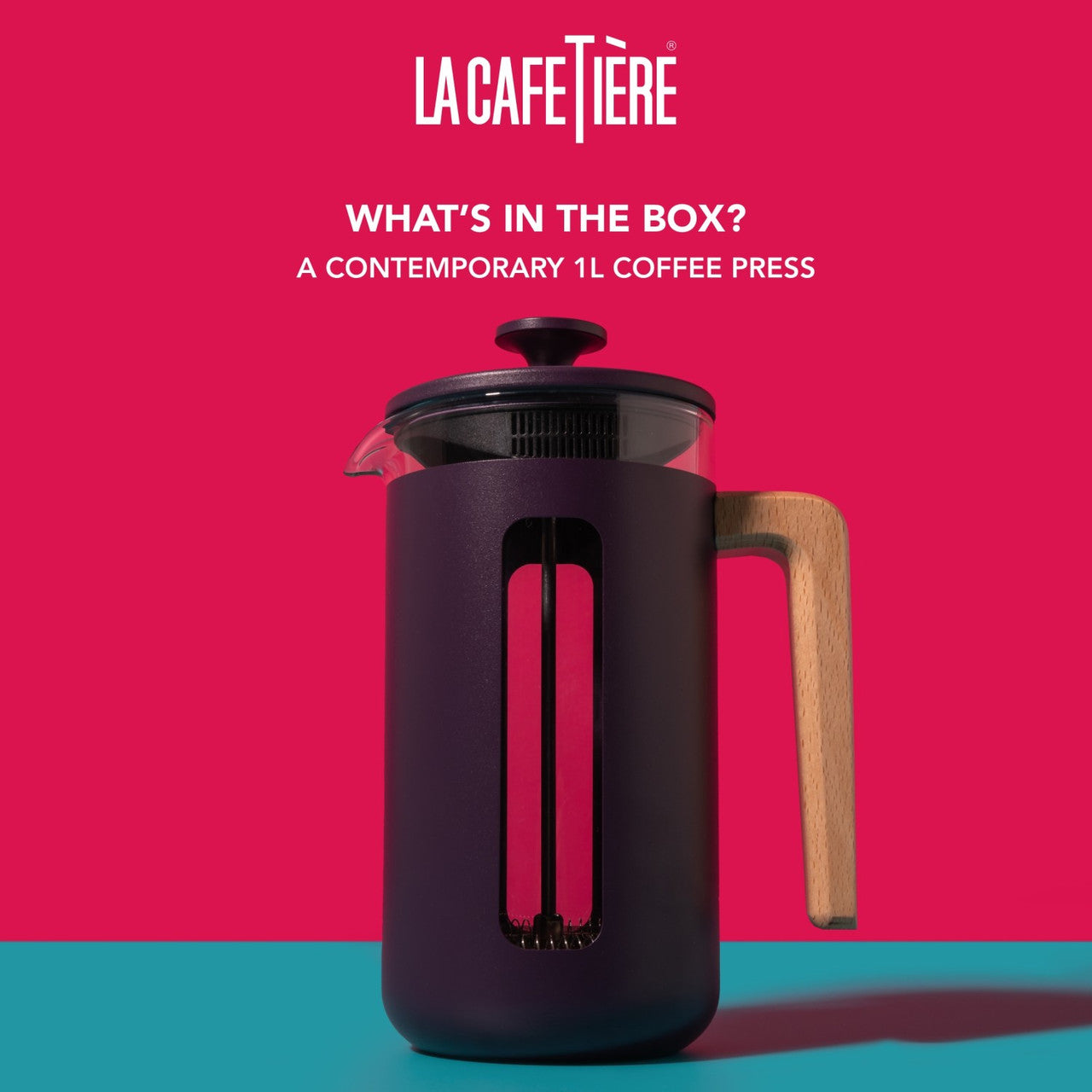 La Cafetière Pisa Stainless Steel Cafetière 8 Cup / 1L (Purple)