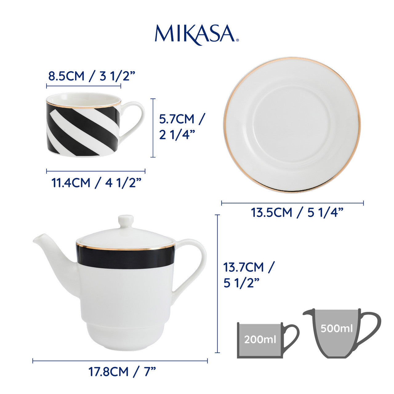 Mikasa Luxe Deco Fine China Tea for One 500ml
