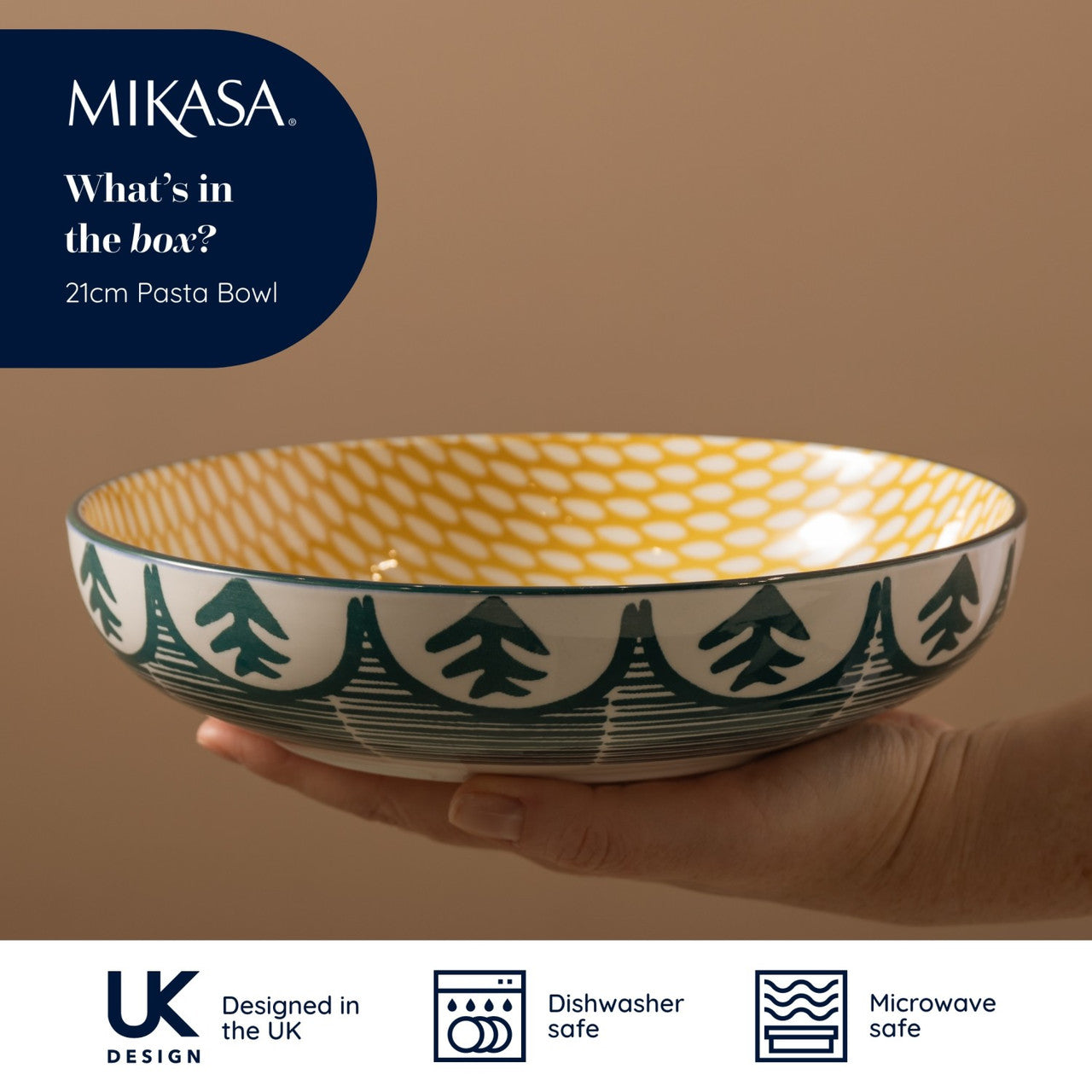 Mikasa Glazed Stoneware Coupe Bowl 21cm (Green Leaf)