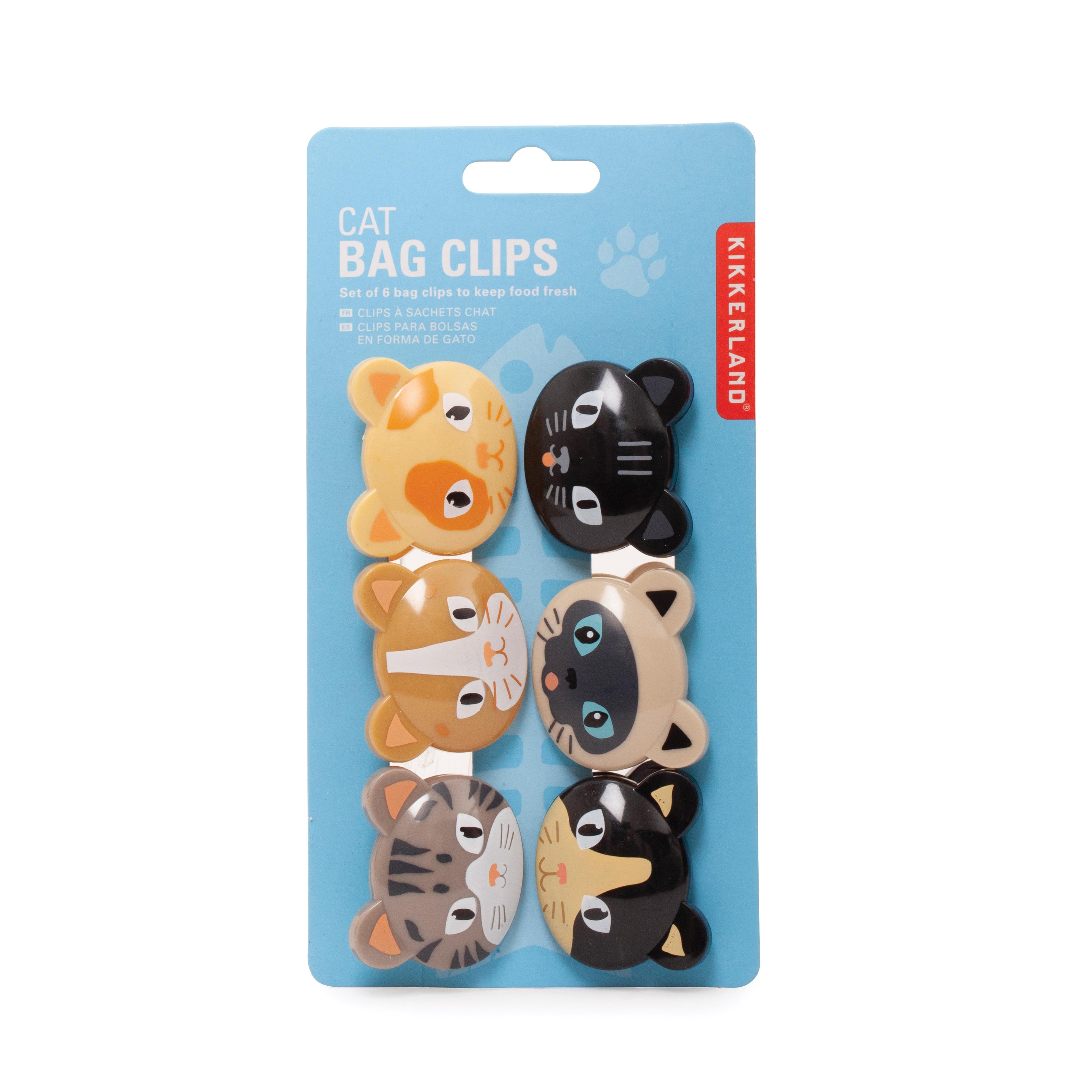 Kikkerland Cat Bag Clips 6 Piece Set Multi-Coloured