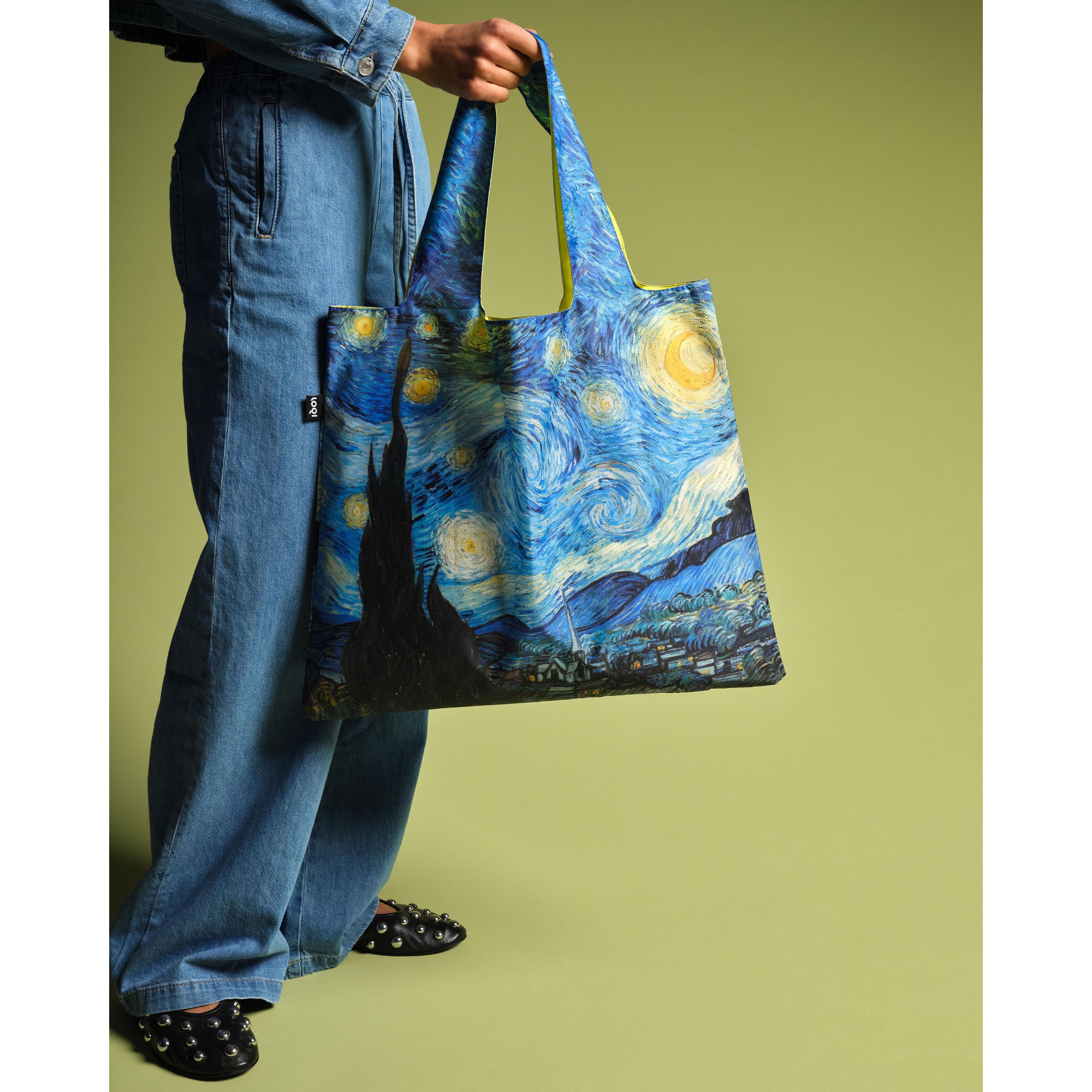 LOQI Vincent Van Gogh The Starry Night Neon Yellow Tote Bag