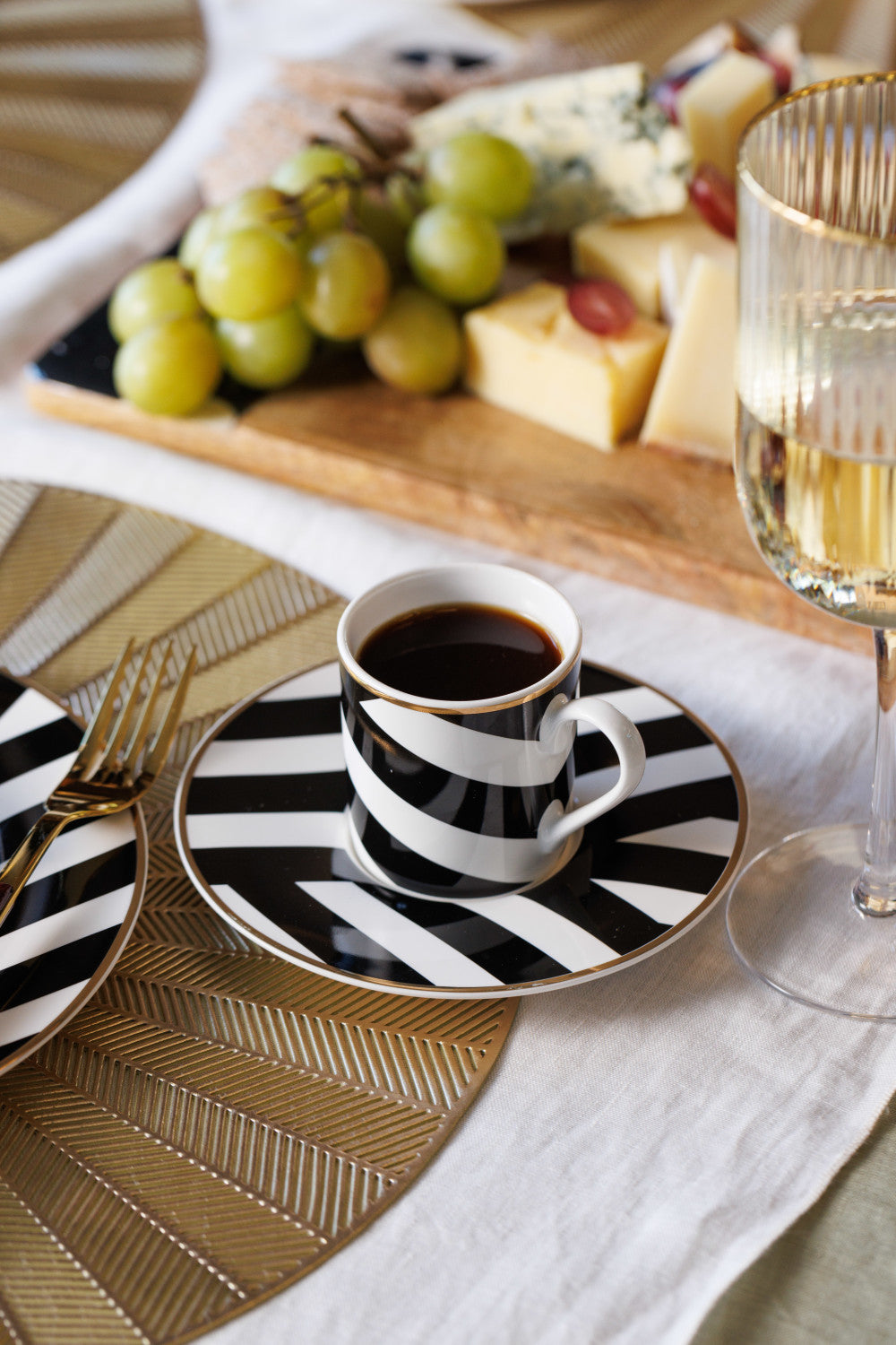 Mikasa Luxe Deco Fine China Espresso Cup & Saucer Set 2 Piece 110ml (Geo Pattern)