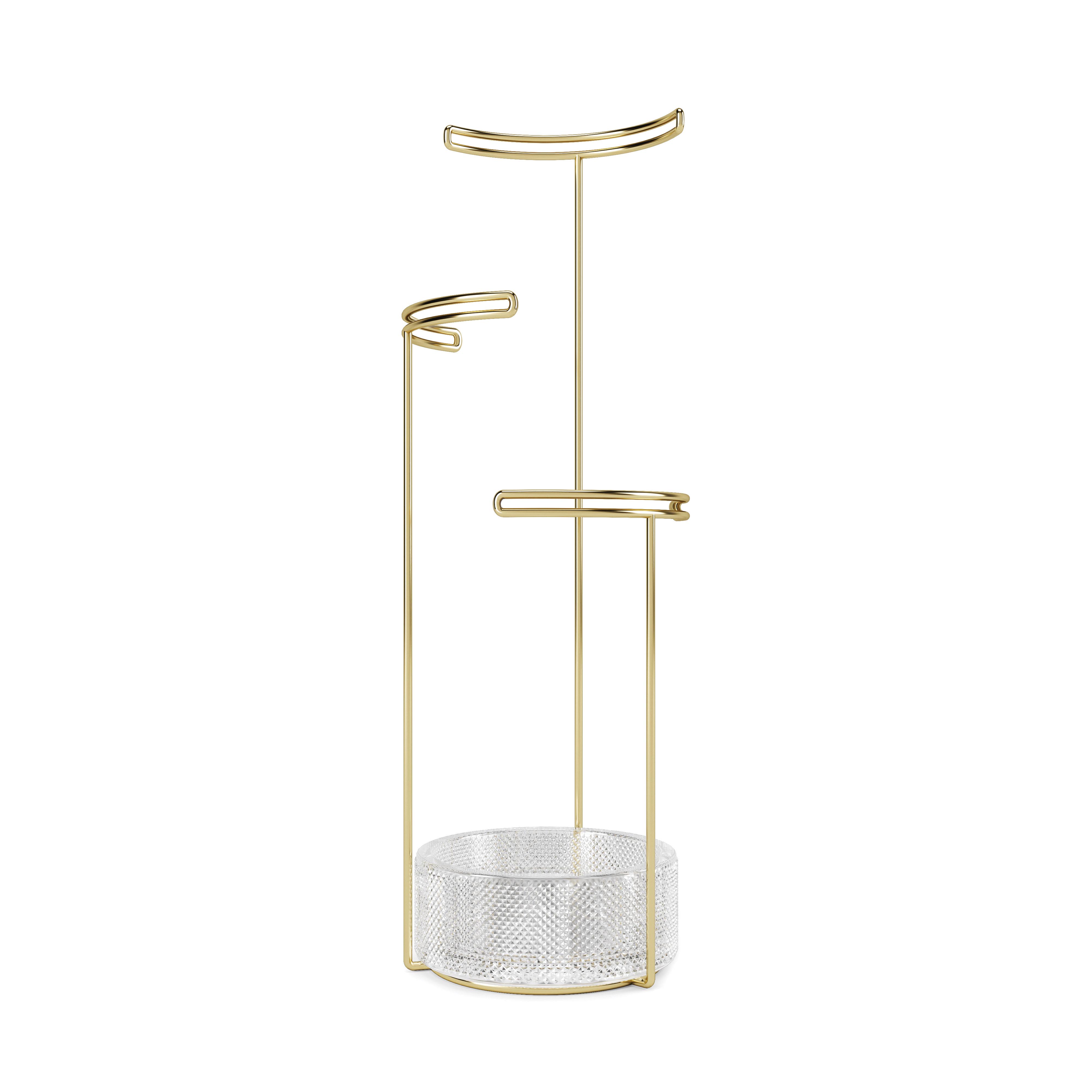 Umbra Tesora Jewellery Stand Glass & Brass