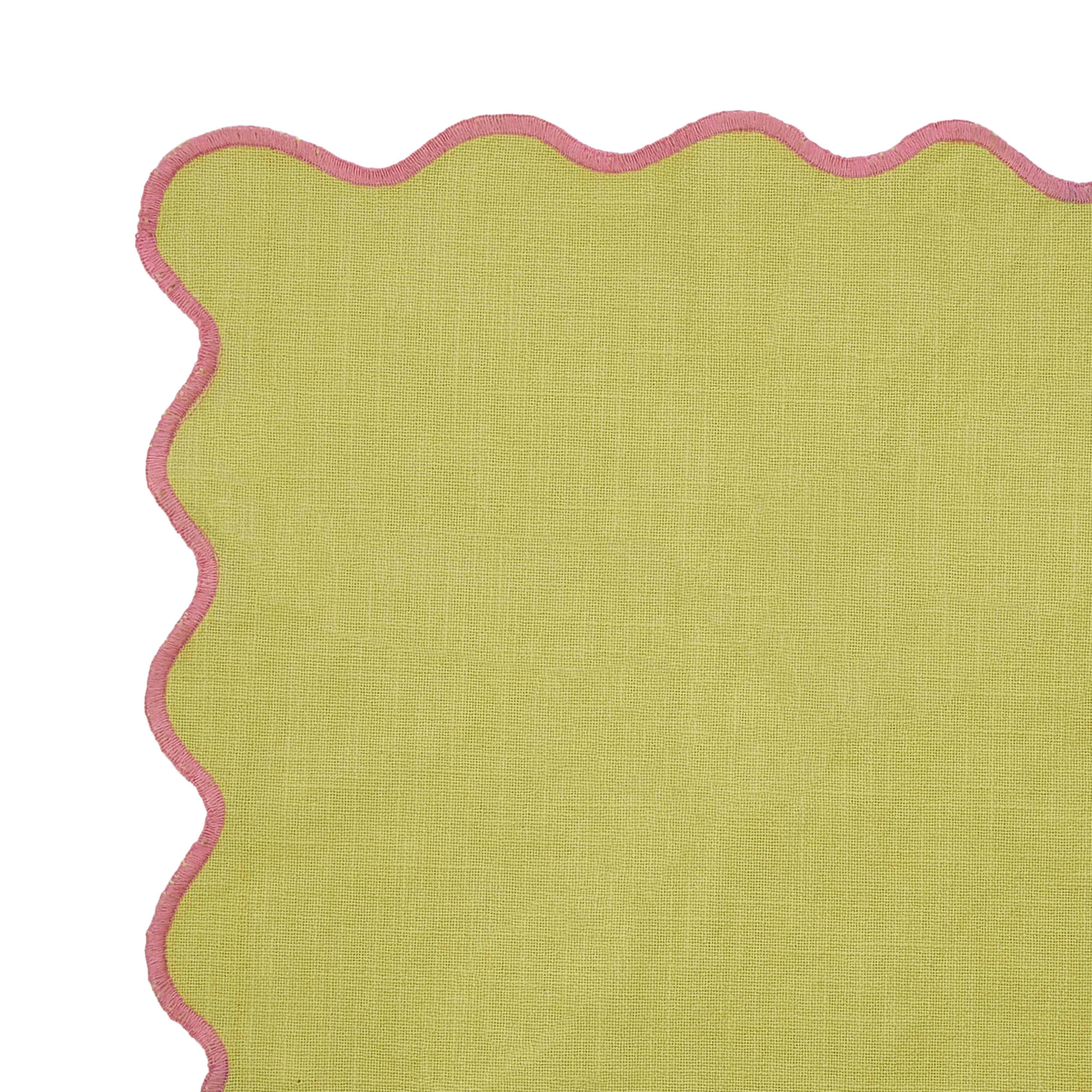 Emporium Neo Scalloped Napkin Lime & Pink