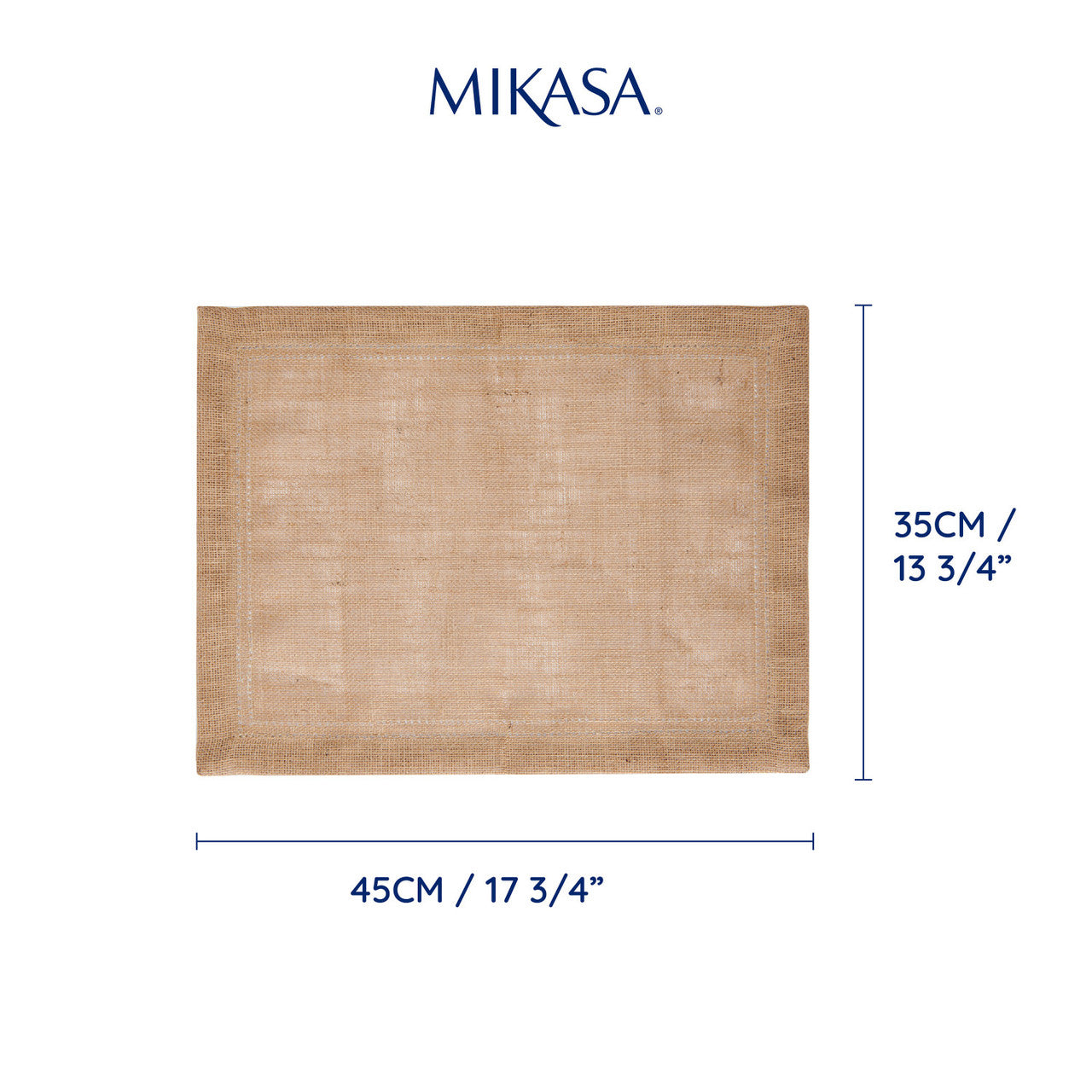 Mikasa Jute Rectangular Placemat Set 2 Piece 35 x 45cm (Natural)