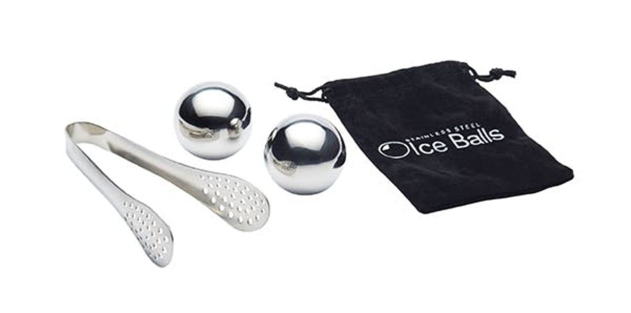 BarCraft Stainless Steel Ice Ball Set with Tongs & Storage Bag