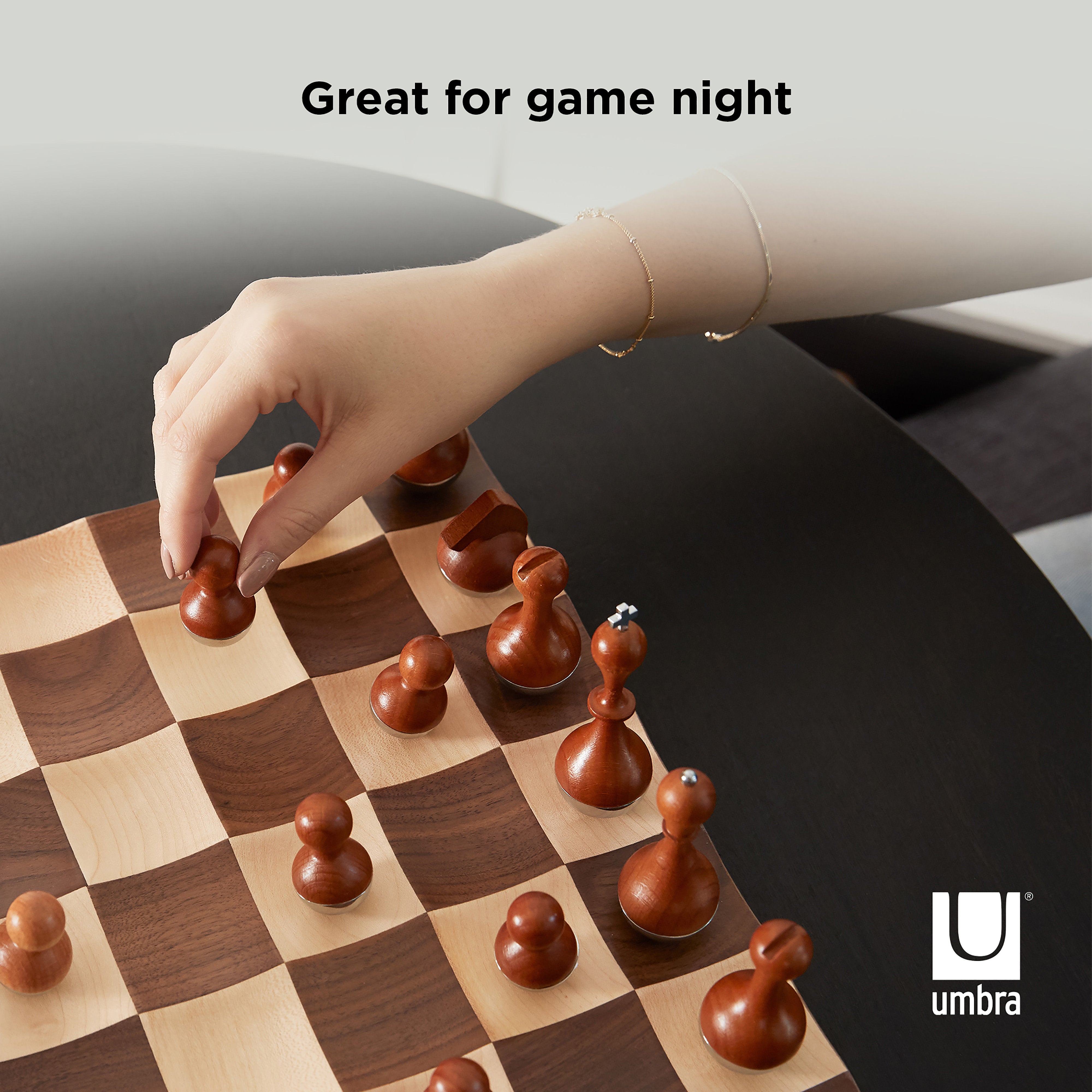 Umbra Wobble Chess Set Maple & Walnut