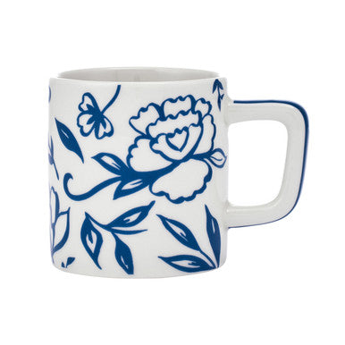 La Cafetière Ceramic Espresso Cup 120ml (White Blu Fiorato)