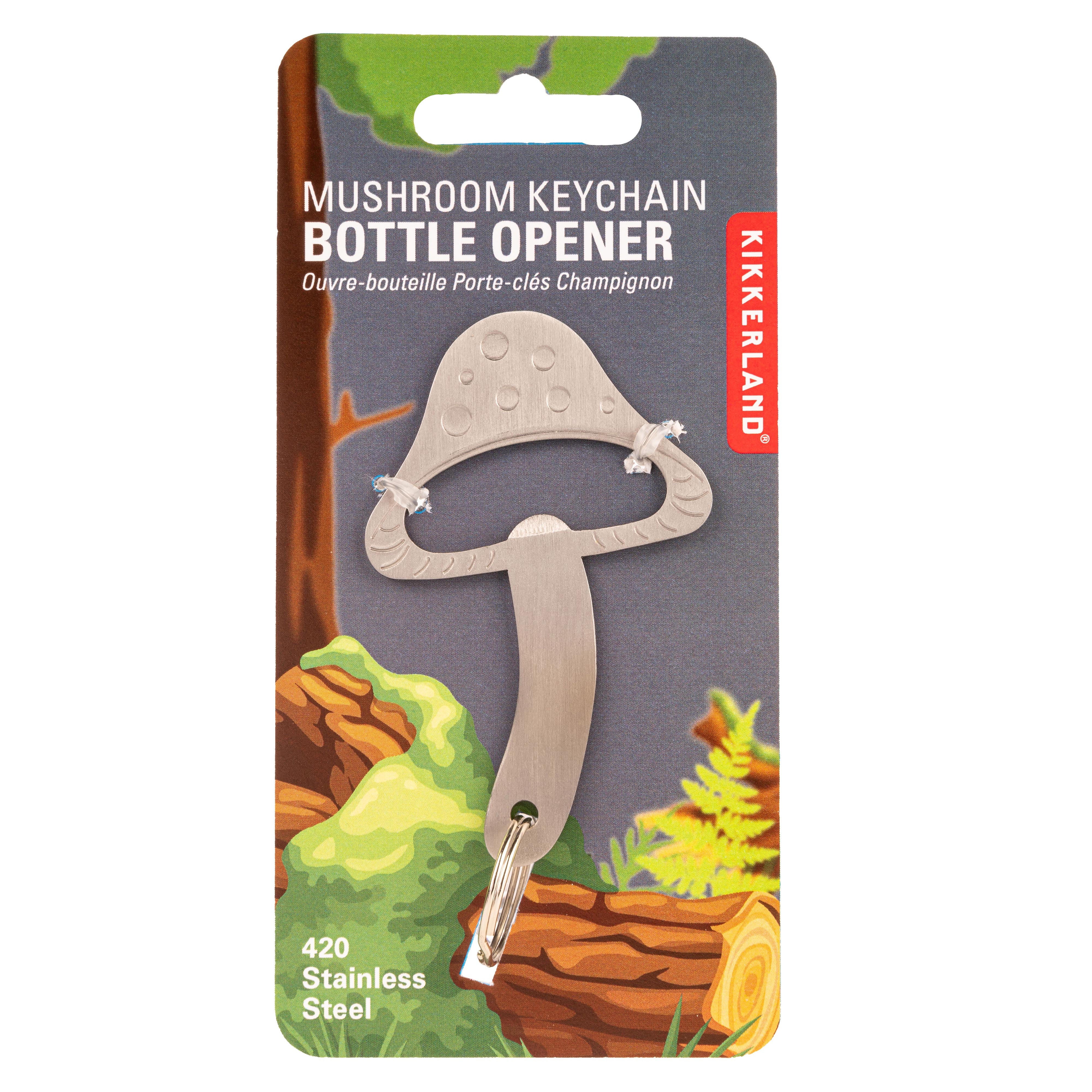 Kikkerland Mushroom Keychain Bottle Opener Silver