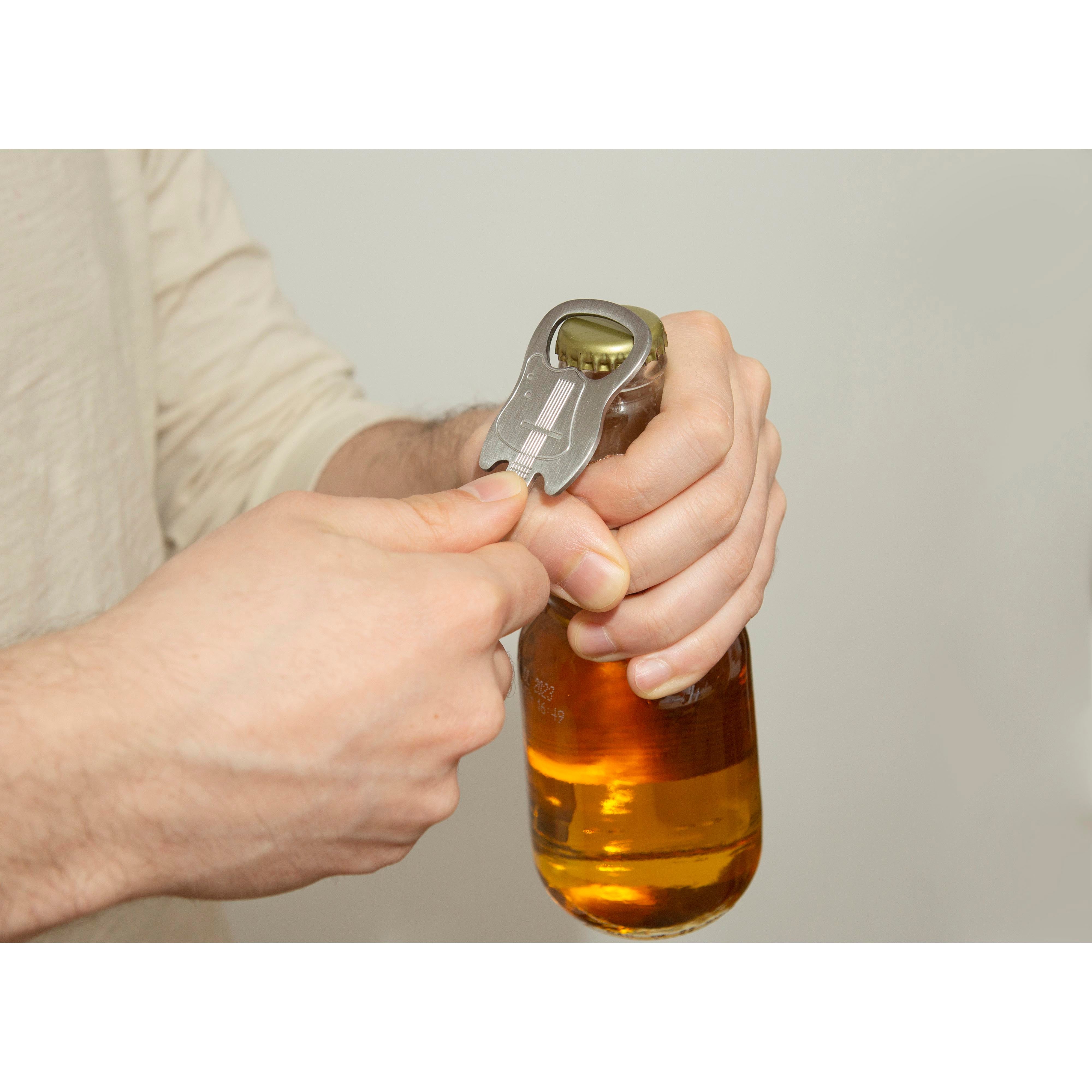 Kikkerland Guitar Keychain Bottle Opener Silver