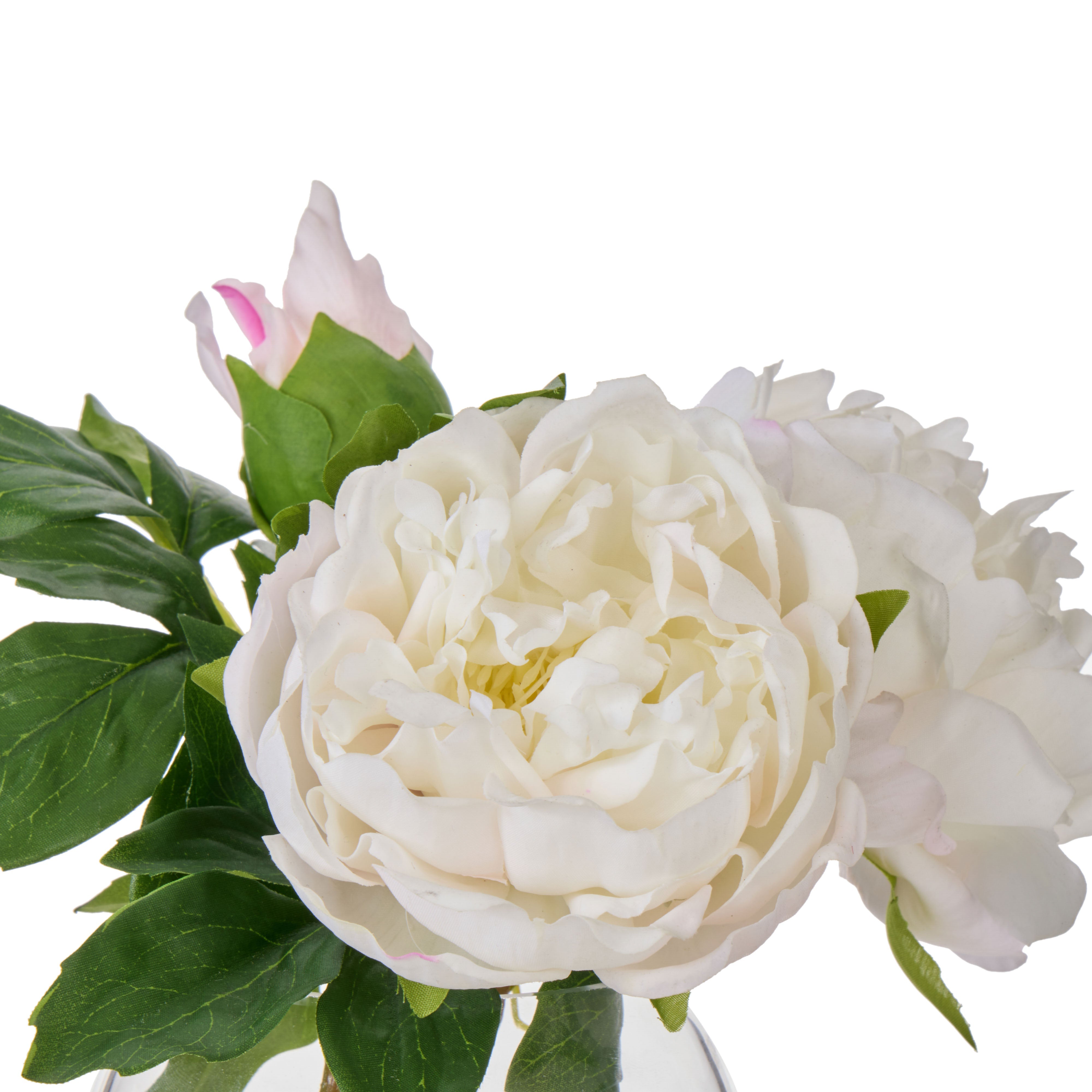 Rogue Peony Real Touch Sphere Vase White & Pink